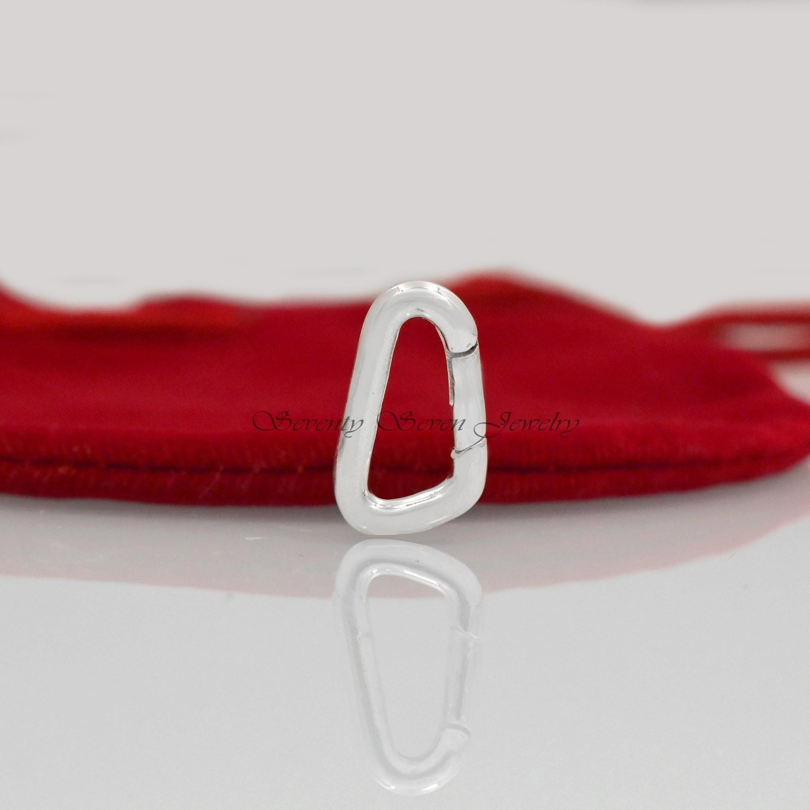 Sterling Silver Triangle Charm Enhancer: Push Lock Pendant (20x12 MM) - Seventy Seven Jewelry | SKU: SSMJP444-SLYG-2026 Sterling Silver Triangle Charm Enhancer: Push Lock Pendant (20x12 MM) - Seventy Seven Jewelry | SKU: SSMJP444-SLYG-2026