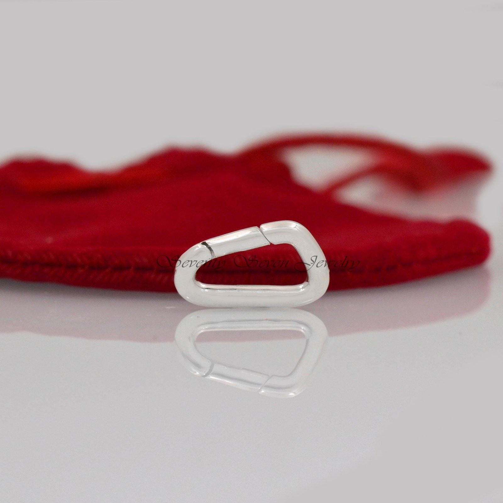 Sterling Silver Triangle Charm Enhancer: Push Lock Pendant (20x12 MM) - View 2 - Seventy Seven Jewelry | SKU: SSMJP444-SLYG-2 Sterling Silver Triangle Charm Enhancer: Push Lock Pendant (20x12 MM) - View 2 - Seventy Seven Jewelry | SKU: SSMJP444-SLYG-2