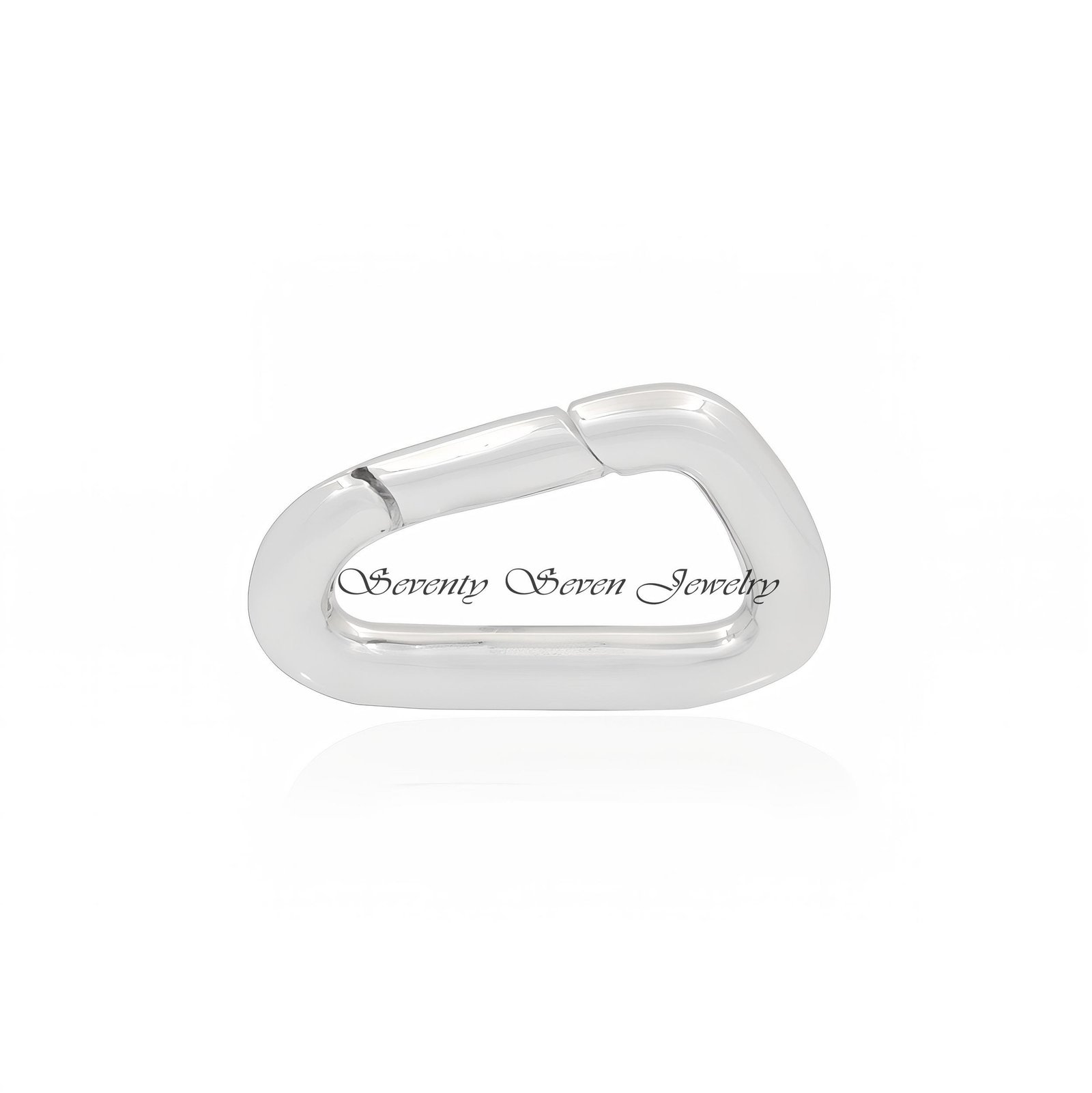 Sterling Silver Triangle Charm Enhancer: Push Lock Pendant (20x12 MM) - View 4 - Seventy Seven Jewelry | SKU: SSMJP444-SLYG-2 Sterling Silver Triangle Charm Enhancer: Push Lock Pendant (20x12 MM) - View 4 - Seventy Seven Jewelry | SKU: SSMJP444-SLYG-2