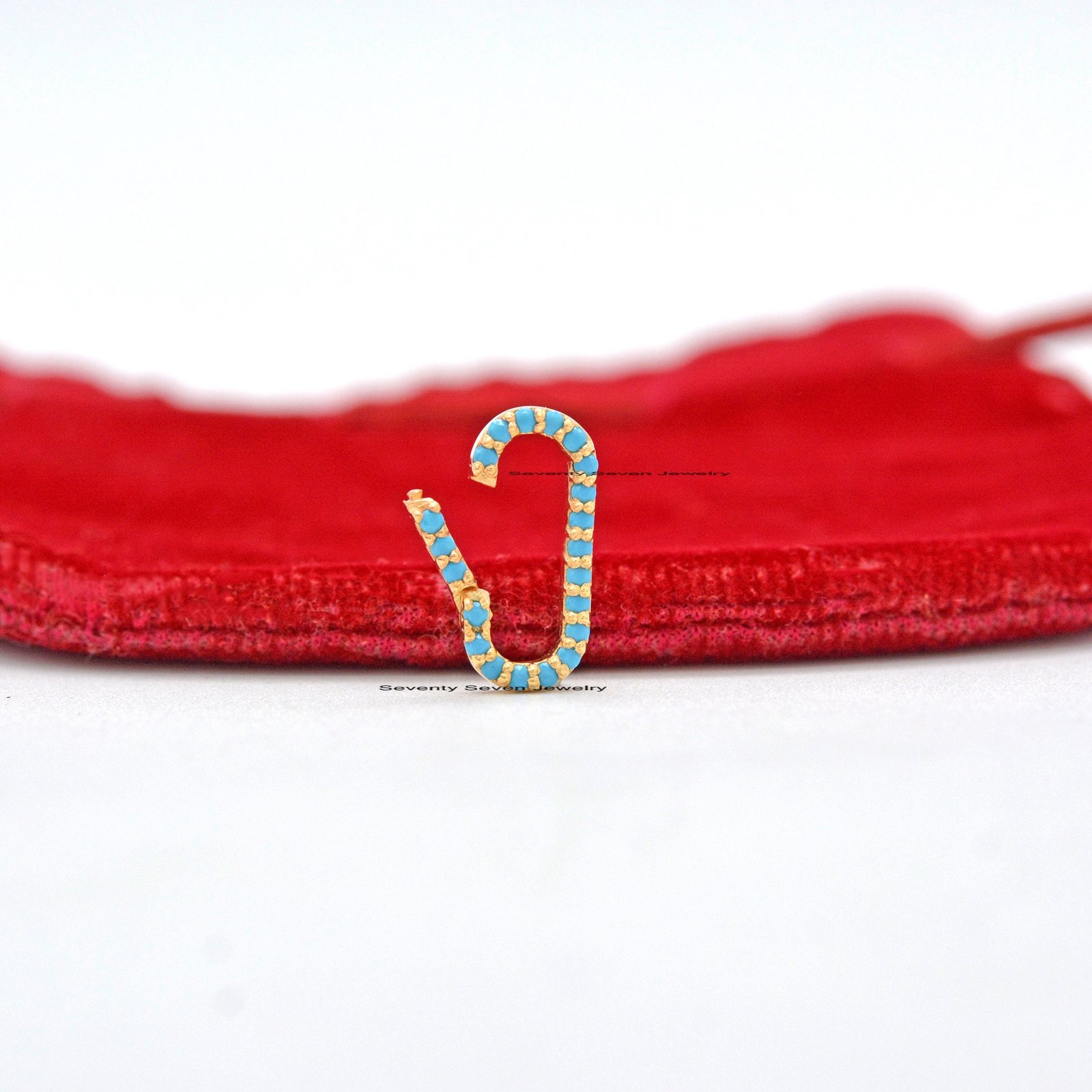 Sterling Silver Turquoise Charm Enhancer Lock: Oval Snap Link - View 4 - Seventy Seven Jewelry | SKU: SSMJP718-SLYGPSP-p,SSMJ Sterling Silver Turquoise Charm Enhancer Lock: Oval Snap Link - View 4 - Seventy Seven Jewelry | SKU: SSMJP718-SLYGPSP-p,SSMJ