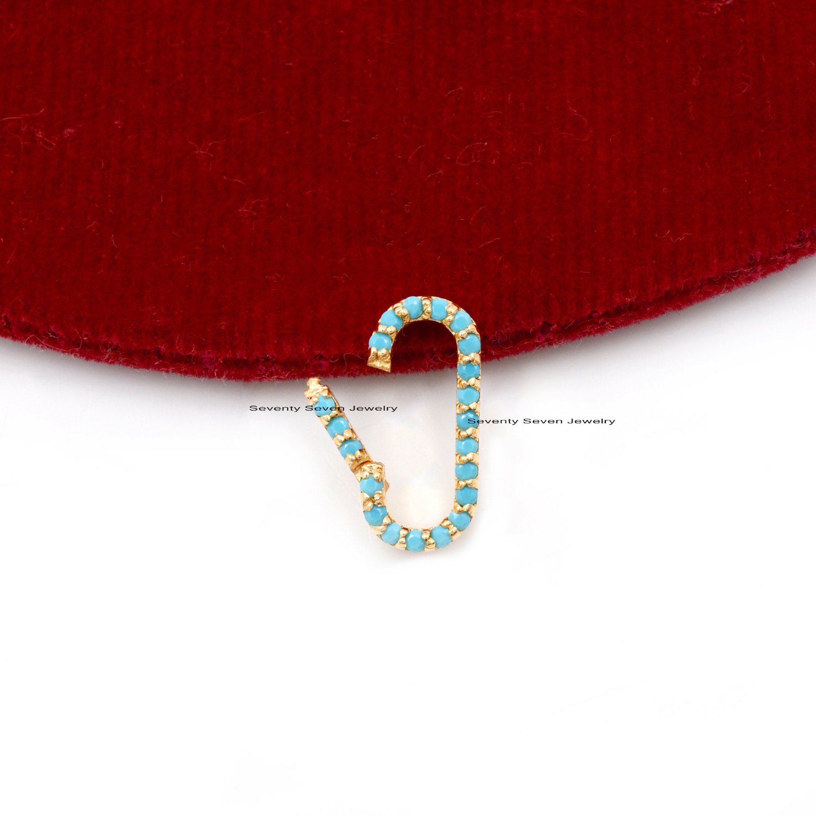 Sterling Silver Turquoise Charm Enhancer Lock: Oval Snap Link - View 5 - Seventy Seven Jewelry | SKU: SSMJP718-SLYGPSP-p,SSMJ Sterling Silver Turquoise Charm Enhancer Lock: Oval Snap Link - View 5 - Seventy Seven Jewelry | SKU: SSMJP718-SLYGPSP-p,SSMJ