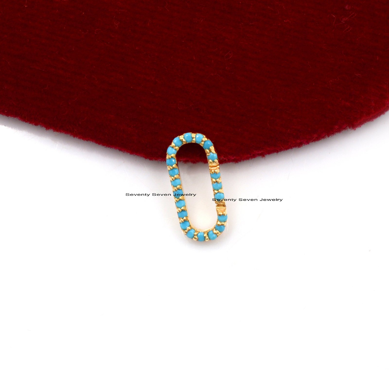Sterling Silver Turquoise Charm Enhancer Lock: Oval Snap Link - View 6 - Seventy Seven Jewelry | SKU: SSMJP718-SLYGPSP-p,SSMJ Sterling Silver Turquoise Charm Enhancer Lock: Oval Snap Link - View 6 - Seventy Seven Jewelry | SKU: SSMJP718-SLYGPSP-p,SSMJ