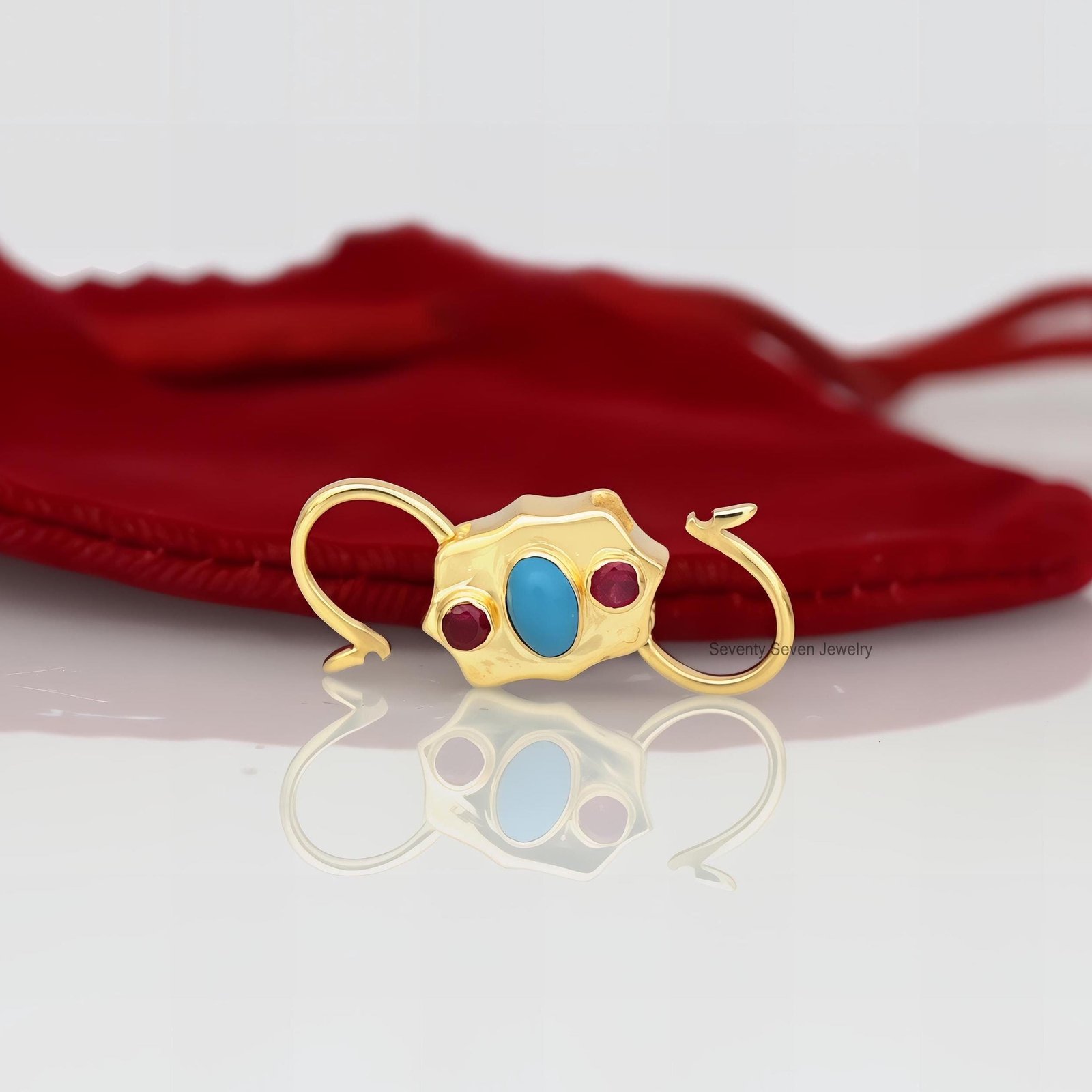Turquoise & Pink Quartz Padlock Connector: 14k Gold Vermeil, 925 Silver - Seventy Seven Jewelry | SKU: SSMJP68-SLYGTQPQ-N47-1 Turquoise & Pink Quartz Padlock Connector: 14k Gold Vermeil, 925 Silver - Seventy Seven Jewelry | SKU: SSMJP68-SLYGTQPQ-N47-1