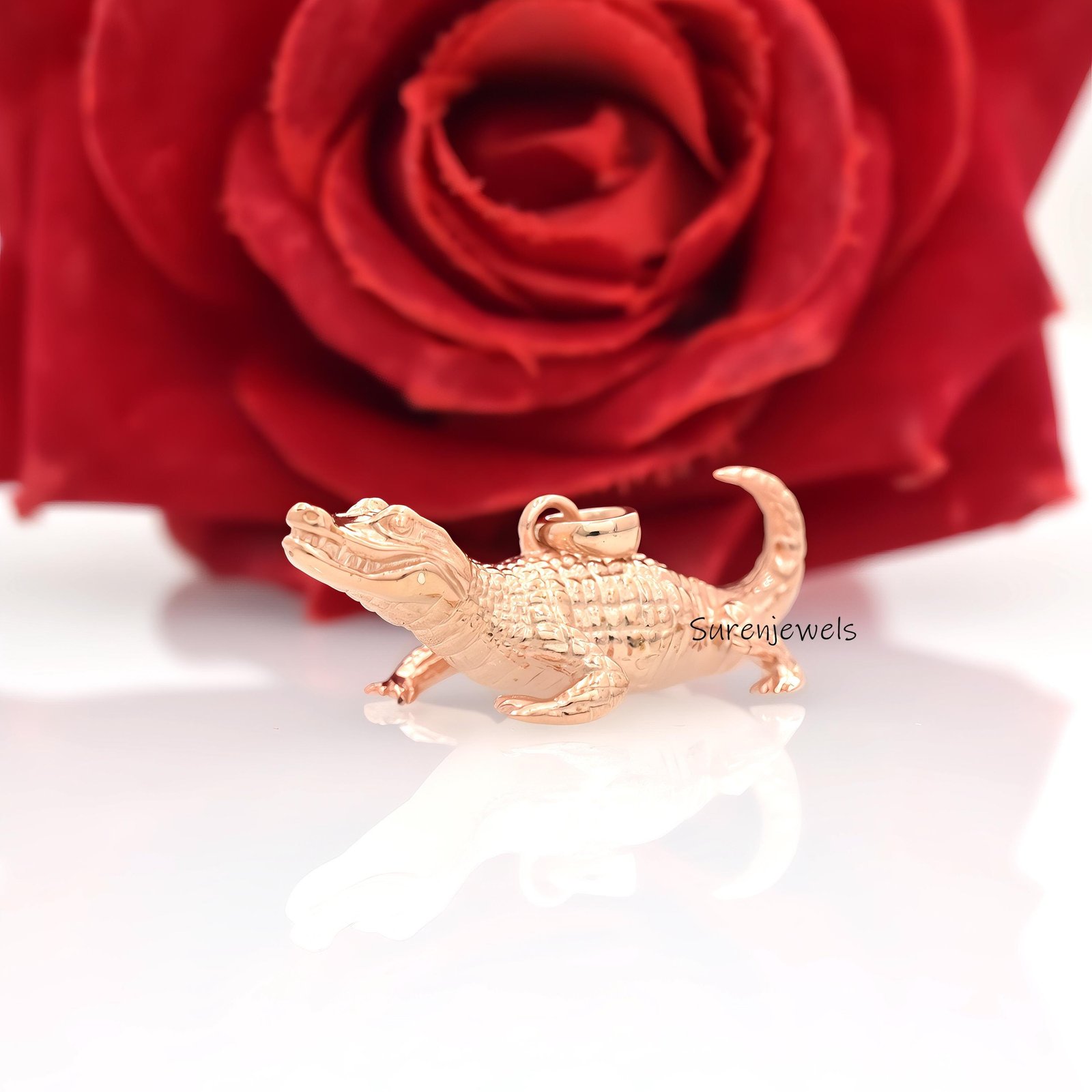 14K Gold Alligator Pendant: Real Gold Crocodile Jewelry - Suren Jewels | SKU: SJP4791-SLYGBKCZ-40M,SJP,SJP4479-SLYG-40M 14K Gold Alligator Pendant: Real Gold Crocodile Jewelry - Suren Jewels | SKU: SJP4791-SLYGBKCZ-40M,SJP,SJP4479-SLYG-40M