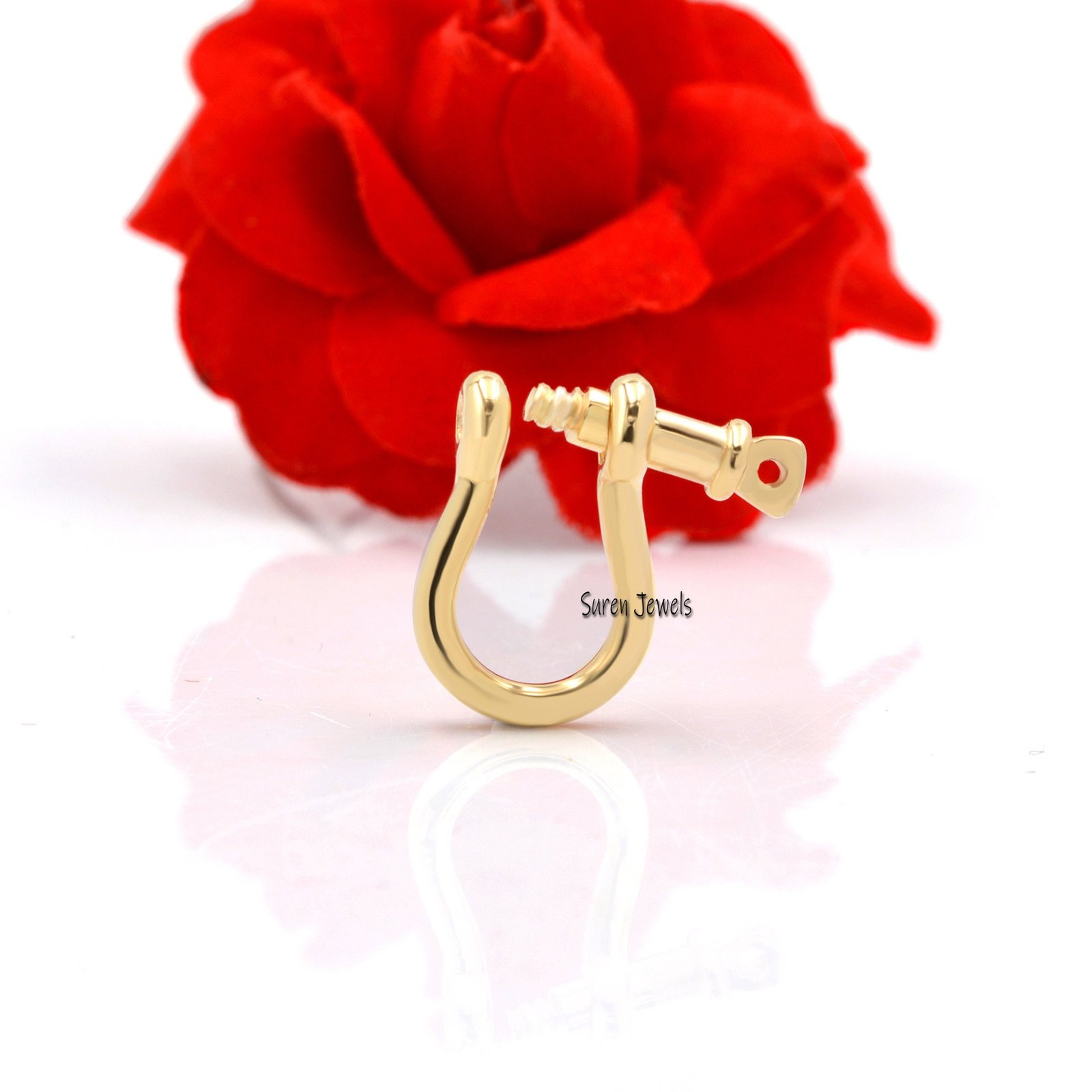 14K Gold Anchor Shackle Lock: Charm Holder Connector (17x13mm) - Suren Jewels | SKU: SJP848- 14K Gold Anchor Shackle Lock: Charm Holder Connector (17x13mm) - Suren Jewels | SKU: SJP848-