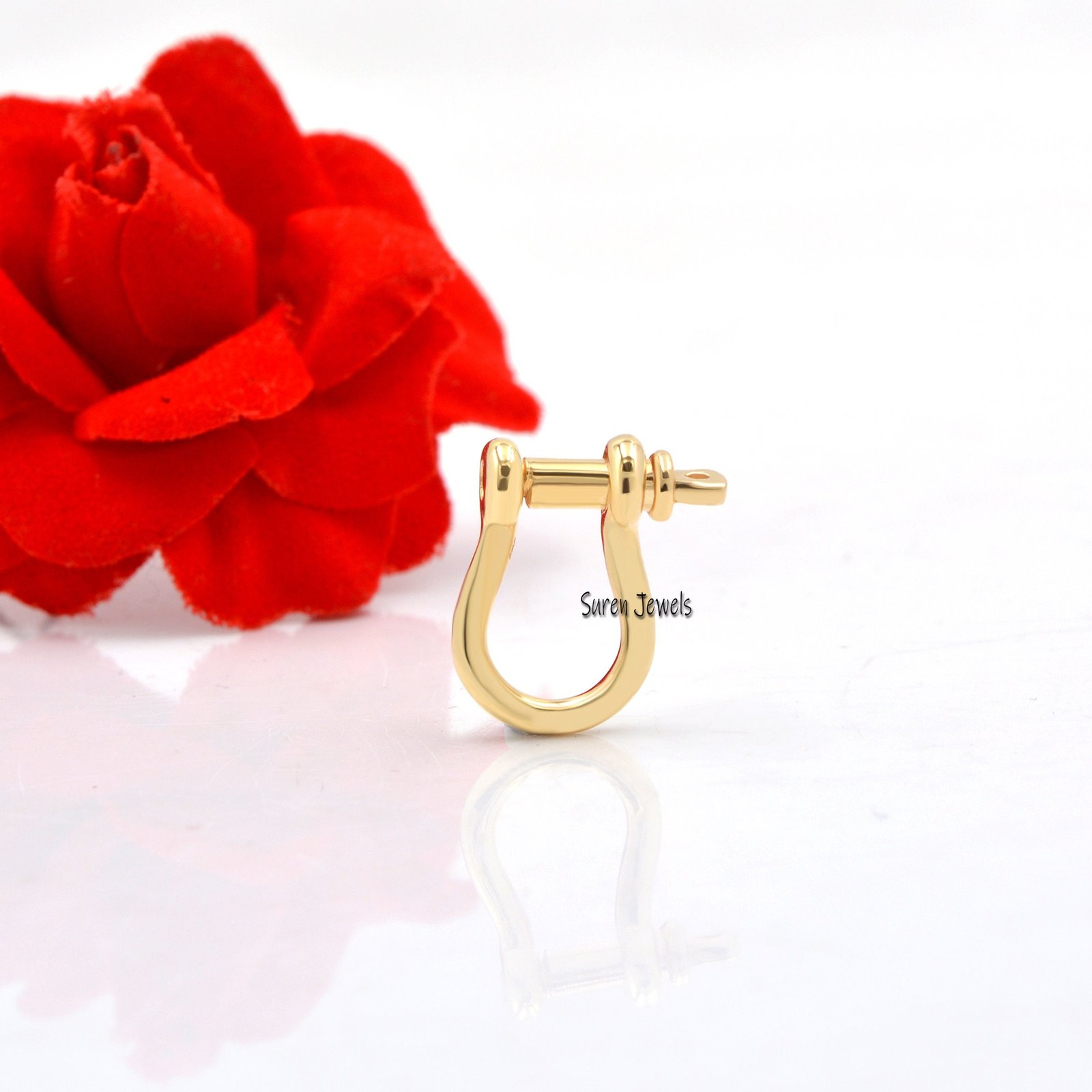 14K Gold Anchor Shackle Lock: Charm Holder Connector (17x13mm) - View 2 - Suren Jewels | SKU: SJP848- 14K Gold Anchor Shackle Lock: Charm Holder Connector (17x13mm) - View 2 - Suren Jewels | SKU: SJP848-