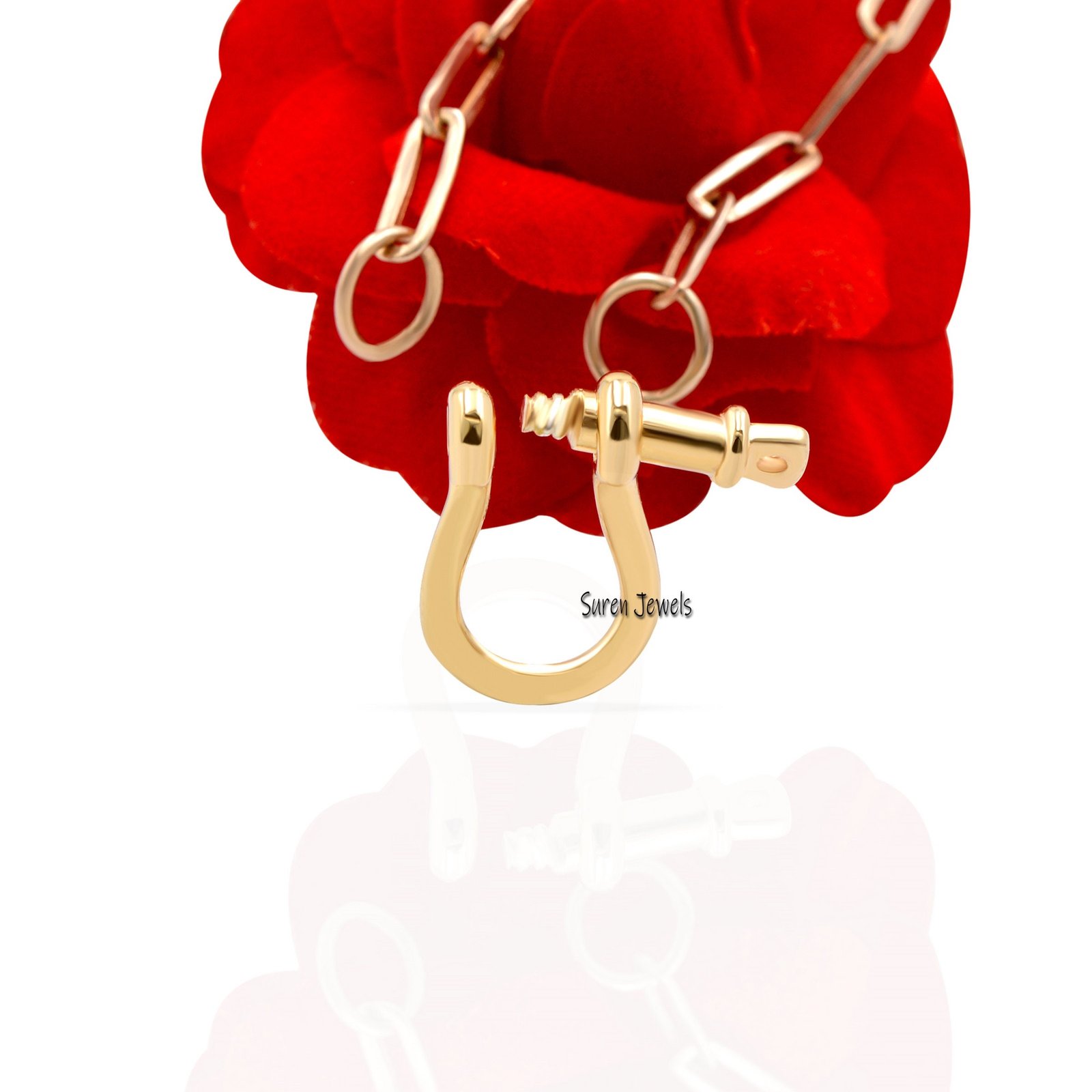 14K Gold Anchor Shackle Lock: Charm Holder Connector (17x13mm) - View 3 - Suren Jewels | SKU: SJP848- 14K Gold Anchor Shackle Lock: Charm Holder Connector (17x13mm) - View 3 - Suren Jewels | SKU: SJP848-