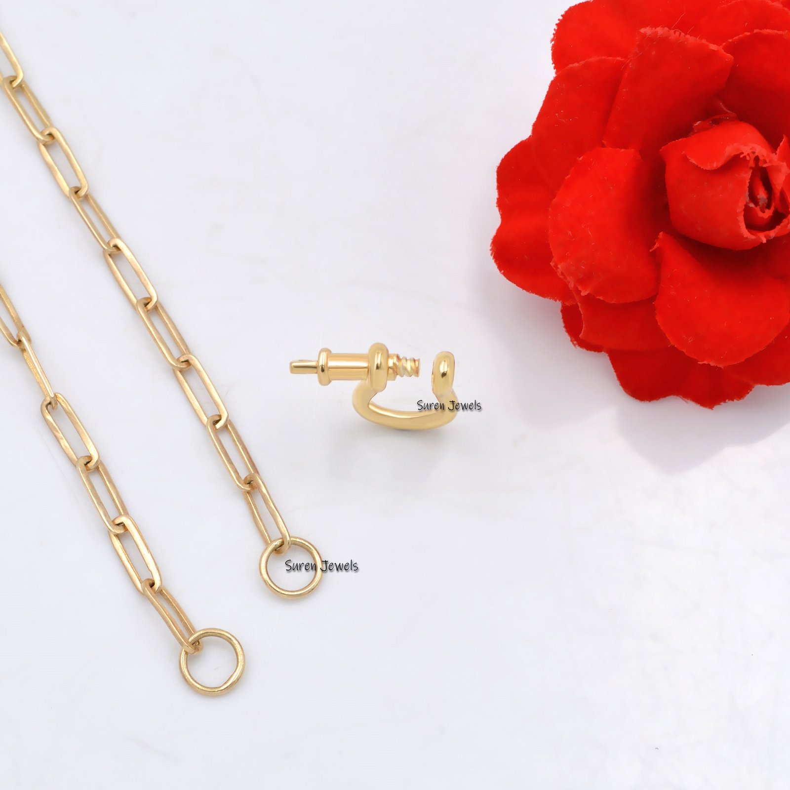 14K Gold Anchor Shackle Lock: Charm Holder Connector (17x13mm) - View 4 - Suren Jewels | SKU: SJP848- 14K Gold Anchor Shackle Lock: Charm Holder Connector (17x13mm) - View 4 - Suren Jewels | SKU: SJP848-