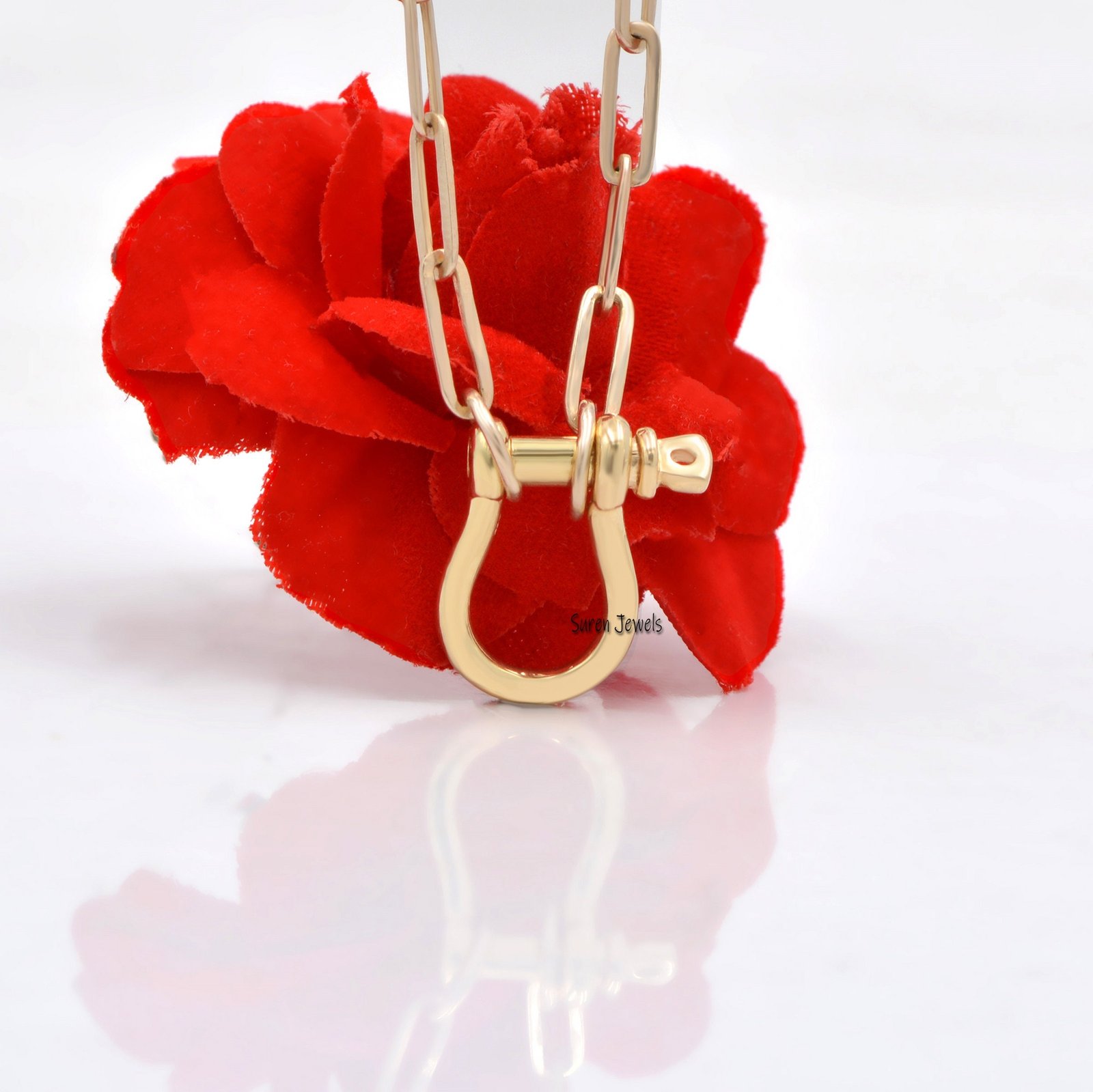14K Gold Anchor Shackle Lock: Charm Holder Connector (17x13mm) - View 5 - Suren Jewels | SKU: SJP848- 14K Gold Anchor Shackle Lock: Charm Holder Connector (17x13mm) - View 5 - Suren Jewels | SKU: SJP848-