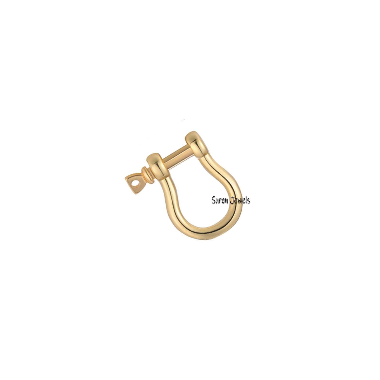 14K Gold Anchor Shackle Lock: Charm Holder Connector (17x13mm) - View 7 - Suren Jewels | SKU: SJP848- 14K Gold Anchor Shackle Lock: Charm Holder Connector (17x13mm) - View 7 - Suren Jewels | SKU: SJP848-