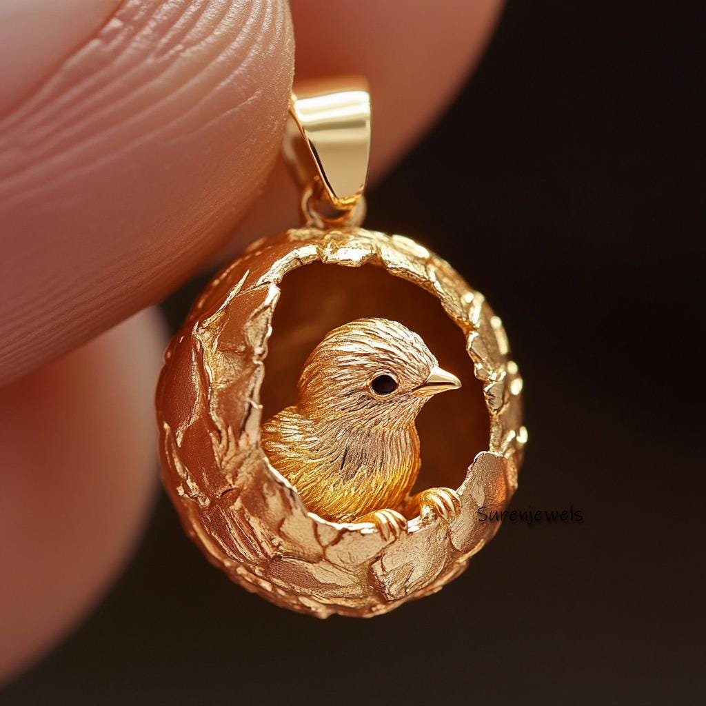14k Gold Bird Pendant: Gemstone Chick, Designer Animal Jewelry - View 2 - Suren Jewels | SKU: sjp4487,sjp4688 14k Gold Bird Pendant: Gemstone Chick, Designer Animal Jewelry - View 2 - Suren Jewels | SKU: sjp4487,sjp4688