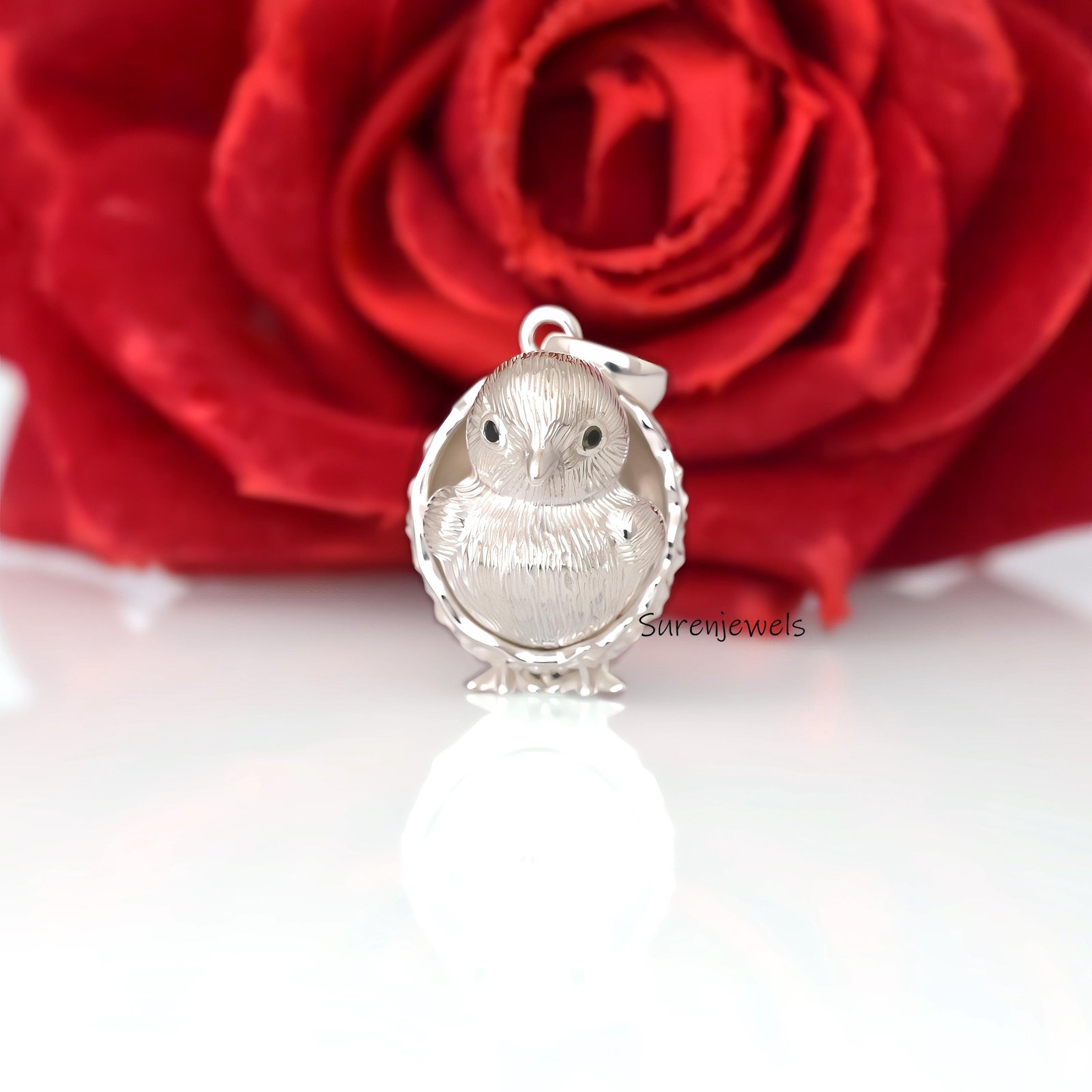 14k Gold Bird Pendant: Gemstone Chick, Designer Animal Jewelry - View 3 - Suren Jewels | SKU: sjp4487,sjp4688 14k Gold Bird Pendant: Gemstone Chick, Designer Animal Jewelry - View 3 - Suren Jewels | SKU: sjp4487,sjp4688