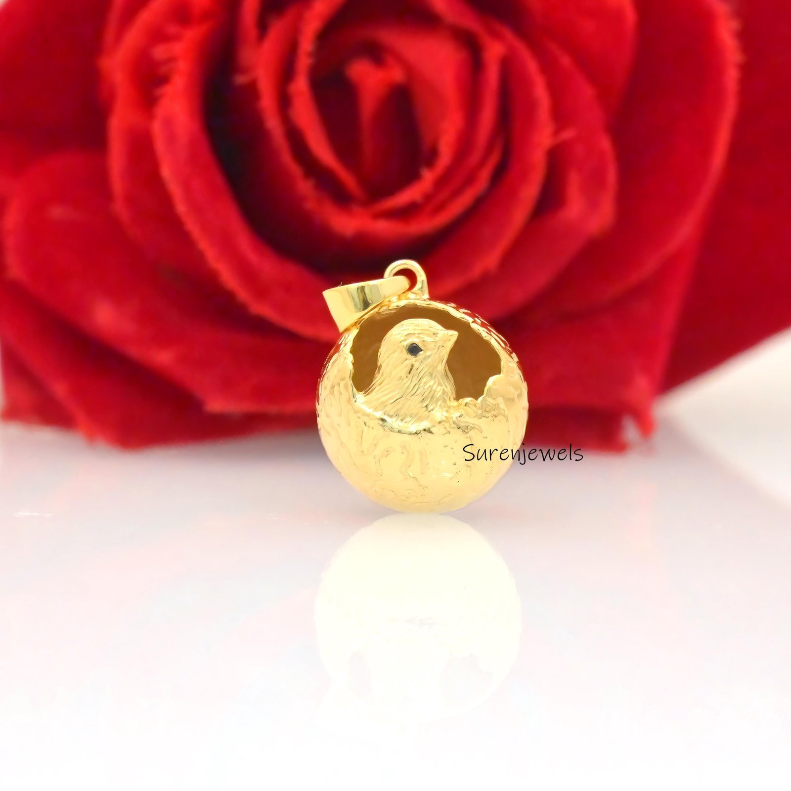 14k Gold Bird Pendant: Gemstone Chick, Designer Animal Jewelry - View 4 - Suren Jewels | SKU: sjp4487,sjp4688 14k Gold Bird Pendant: Gemstone Chick, Designer Animal Jewelry - View 4 - Suren Jewels | SKU: sjp4487,sjp4688