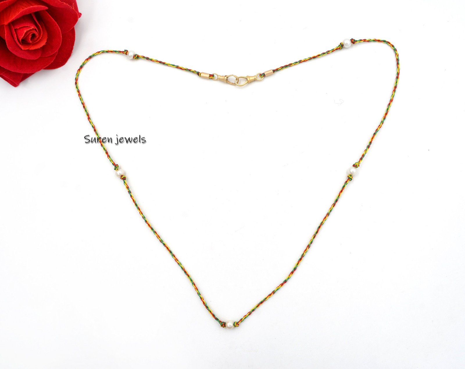 14K Gold Bonheur Charm Necklace: CZ Clove Locket, Protection Jewelry - View 3 - Suren Jewels | SKU: SJN376-9KYGMTPL-28I 14K Gold Bonheur Charm Necklace: CZ Clove Locket, Protection Jewelry - View 3 - Suren Jewels | SKU: SJN376-9KYGMTPL-28I