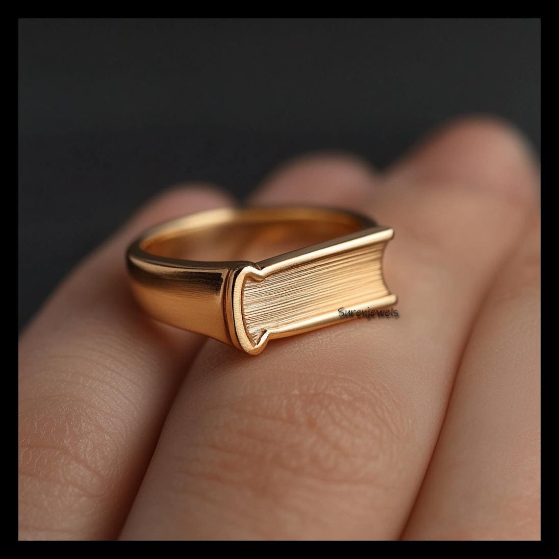 14k Gold Book Ring: Minimalist Book Lover Jewelry - Suren Jewels | SKU: SJR2885-SLNS-US-9,SJR2948-SLNS-US-8 14k Gold Book Ring: Minimalist Book Lover Jewelry - Suren Jewels | SKU: SJR2885-SLNS-US-9,SJR2948-SLNS-US-8