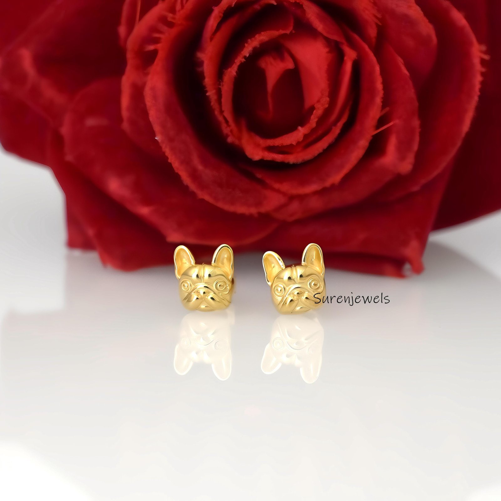 14k Gold Boston Terrier Stud Earrings, Animal Jewelry - Suren Jewels | SKU: SJE1833-SLYG-10M 14k Gold Boston Terrier Stud Earrings, Animal Jewelry - Suren Jewels | SKU: SJE1833-SLYG-10M