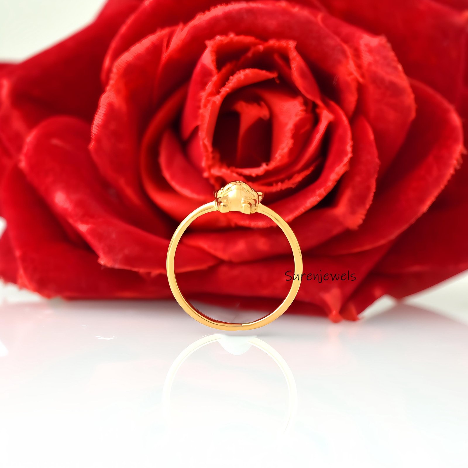 14k Gold Bulldog Ring: Delicate Animal Jewelry - View 5 - Suren Jewels | SKU: SJR,SJR3109-SLYGBKCZ-US-8 14k Gold Bulldog Ring: Delicate Animal Jewelry - View 5 - Suren Jewels | SKU: SJR,SJR3109-SLYGBKCZ-US-8