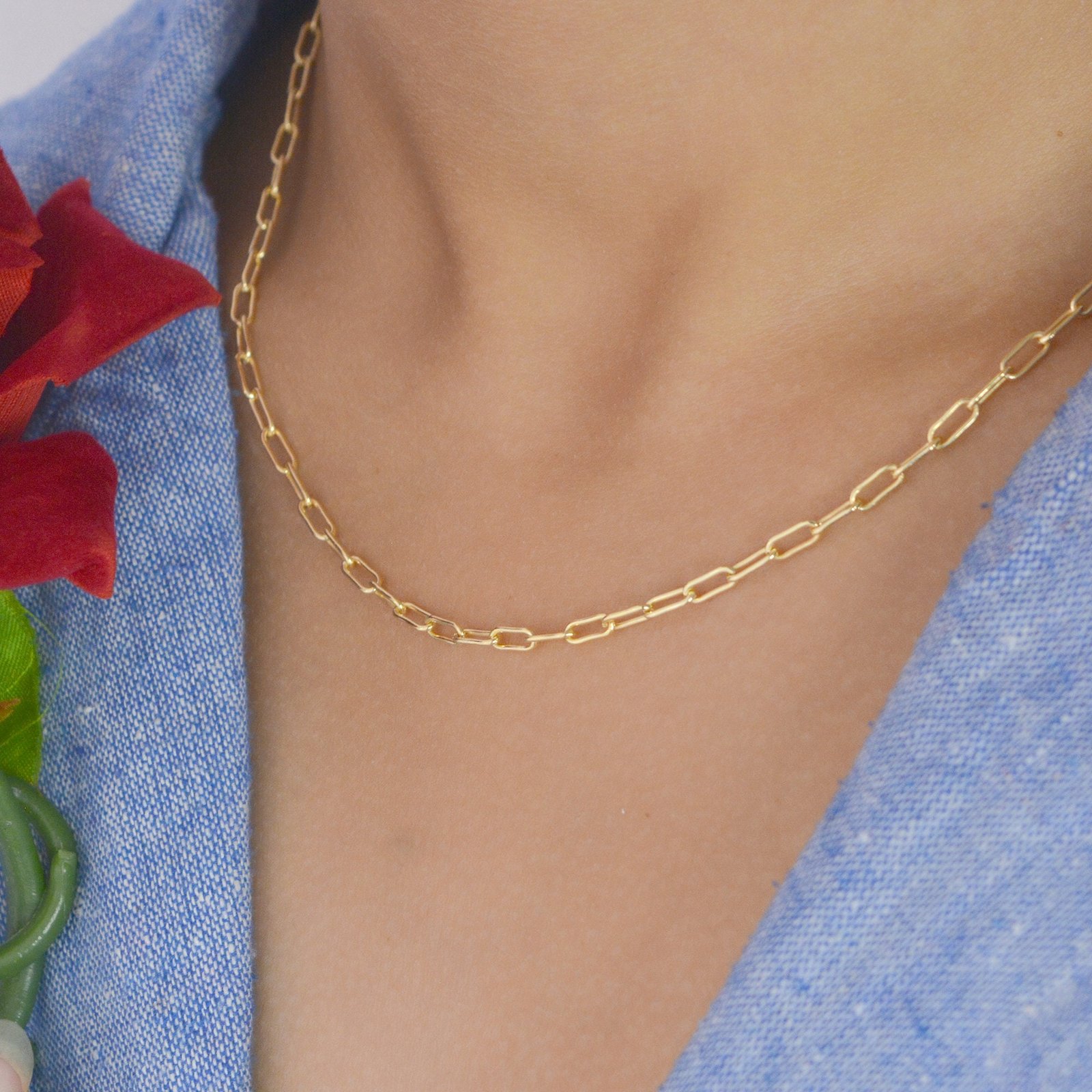 14K Gold Carabiner Cable Chain Necklace: Oval Link Clasp - View 5 - Suren Jewels | SKU: SJN279/G49-14KYG-6.6M-20I-F202 14K Gold Carabiner Cable Chain Necklace: Oval Link Clasp - View 5 - Suren Jewels | SKU: SJN279/G49-14KYG-6.6M-20I-F202