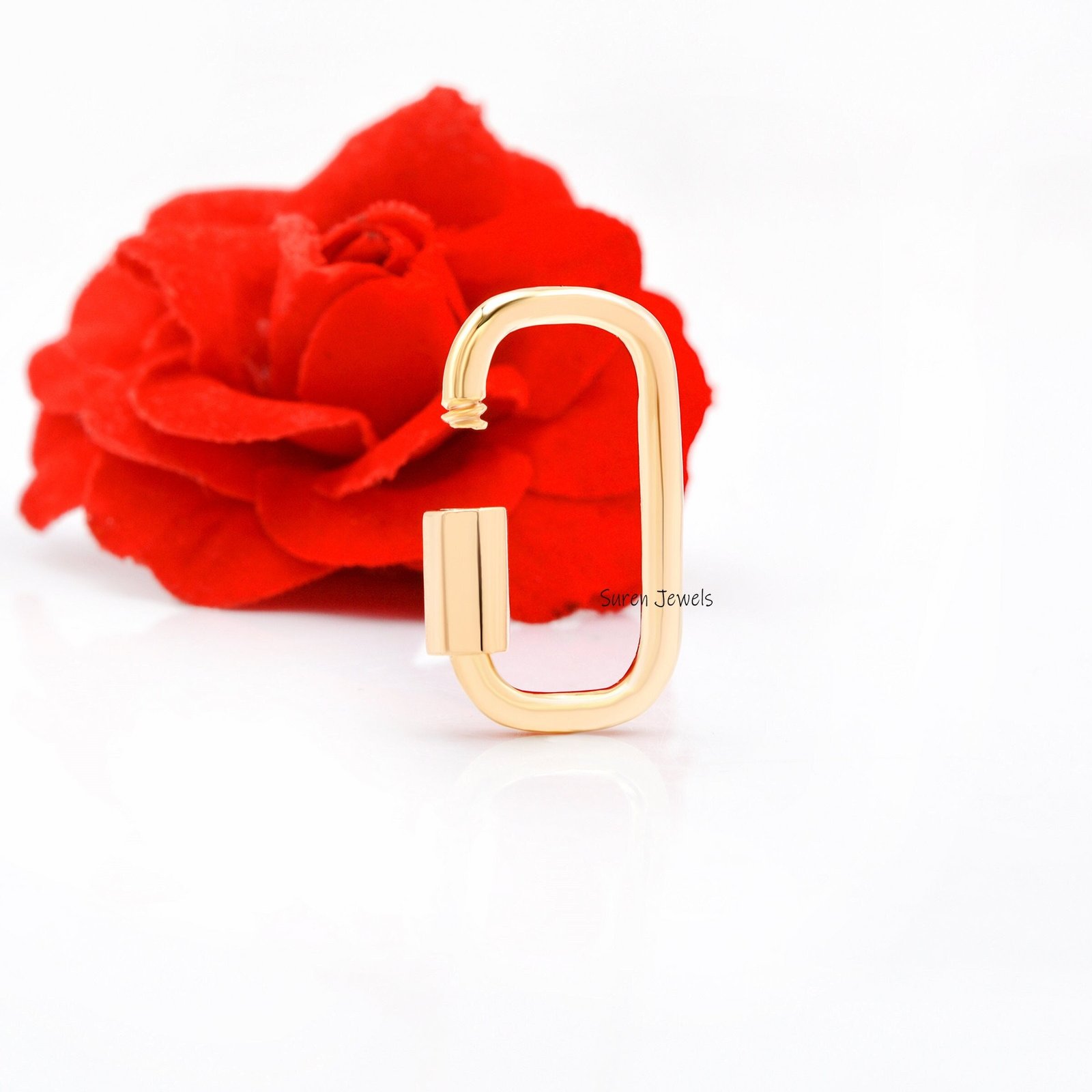 14k Gold Carabiner Lock: 925 Silver Pendant Finding - View 2 - Suren Jewels | SKU: SJC02-slyg 14k Gold Carabiner Lock: 925 Silver Pendant Finding - View 2 - Suren Jewels | SKU: SJC02-slyg