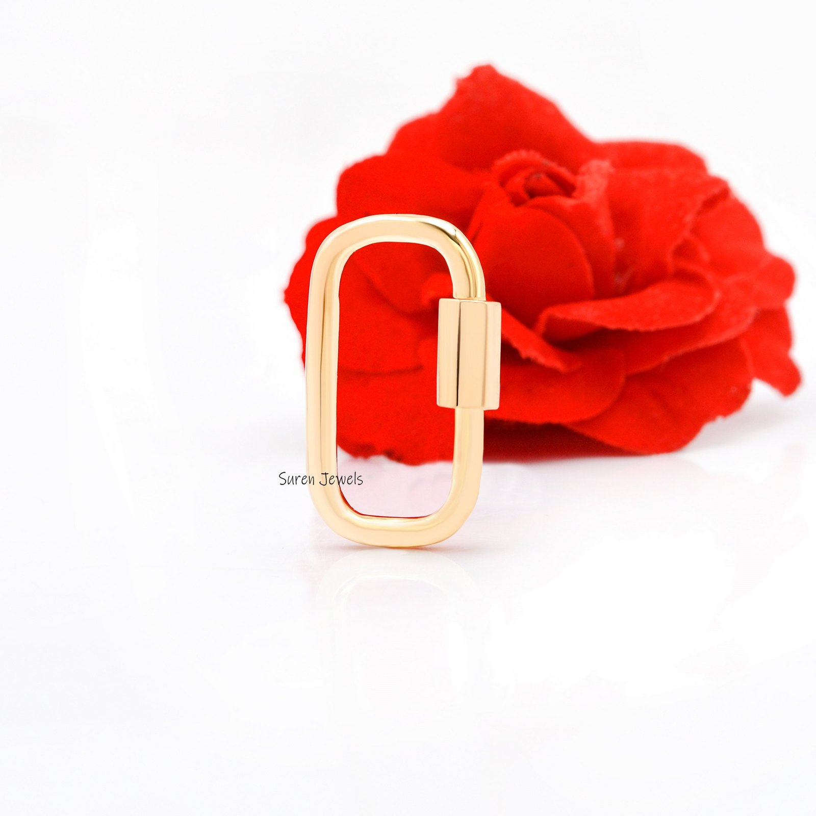 14k Gold Carabiner Lock: 925 Silver Pendant Finding - View 4 - Suren Jewels | SKU: SJC02-slyg 14k Gold Carabiner Lock: 925 Silver Pendant Finding - View 4 - Suren Jewels | SKU: SJC02-slyg