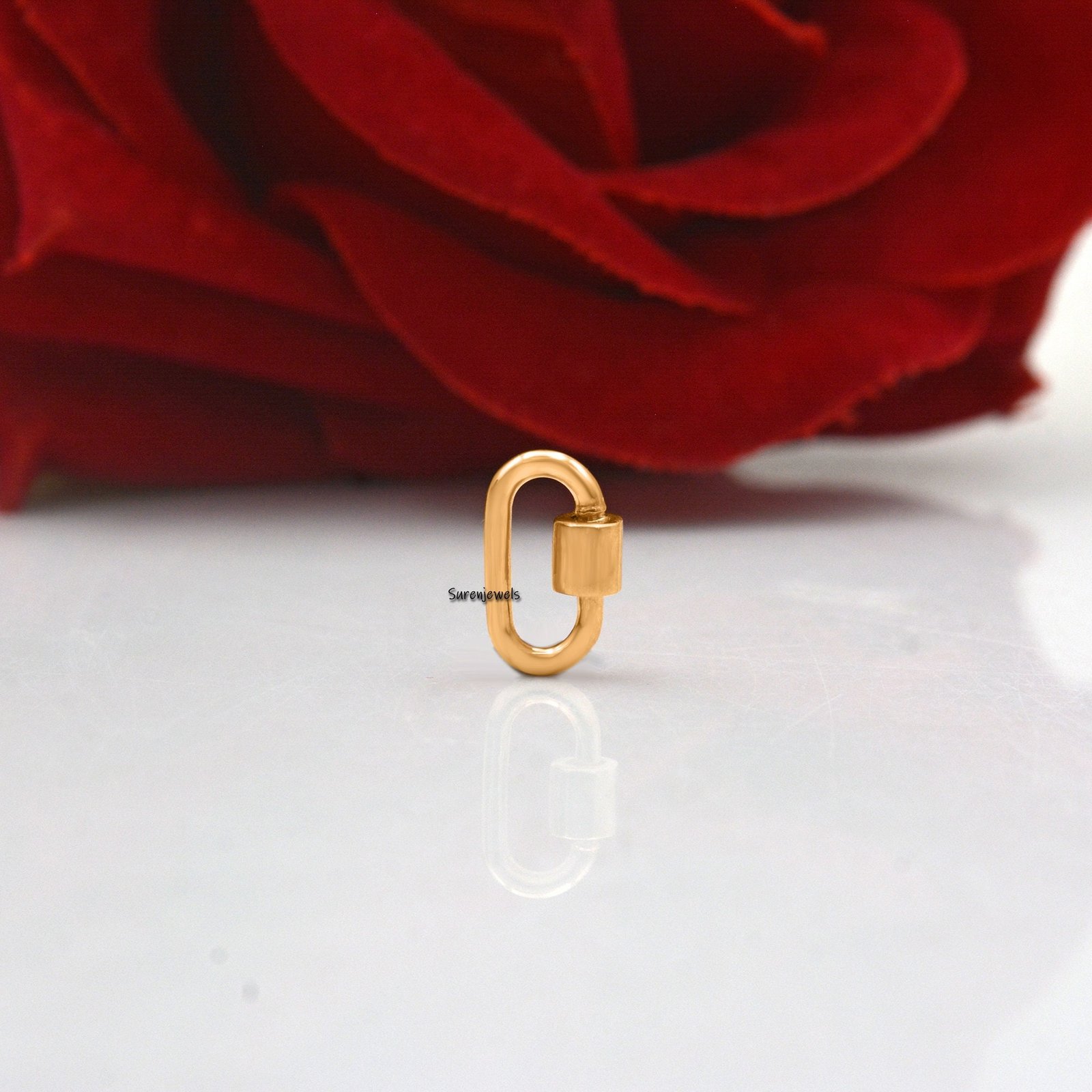 14k Gold Carabiner Lock: Handmade Pendant Clasp - View 4 - Suren Jewels | SKU: SJC130-14KYG-10M 14k Gold Carabiner Lock: Handmade Pendant Clasp - View 4 - Suren Jewels | SKU: SJC130-14KYG-10M