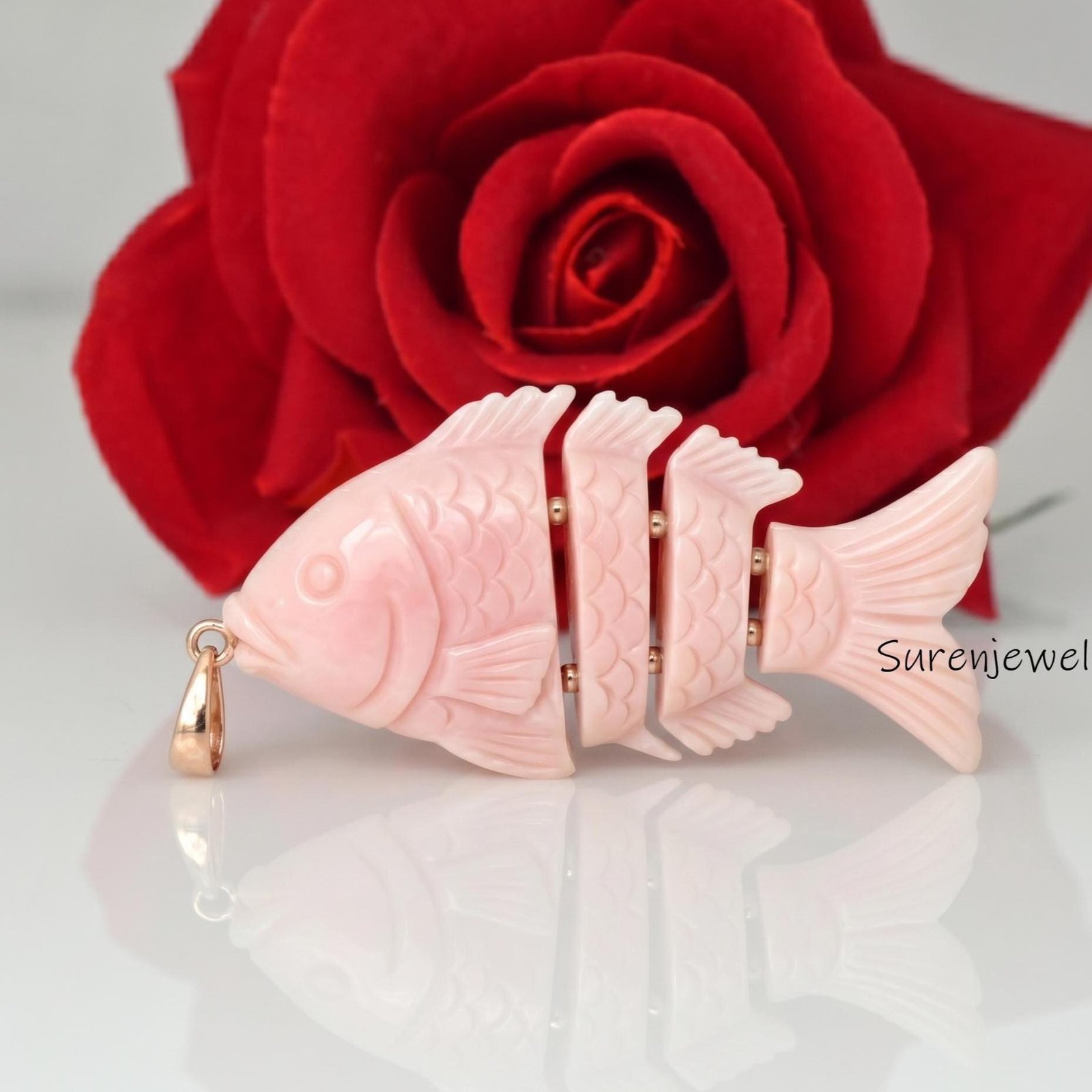 14K Gold Carved Fish Pendant, Gemstone Moveable Fish Pendant, Handmade Fish Charm, Animal Fish Jewelry, Lucky Fish Pendant, D 14K Gold Carved Fish Pendant, Gemstone Moveable Fish Pendant, Handmade Fish Charm, Animal Fish Jewelry, Lucky Fish Pendant, D