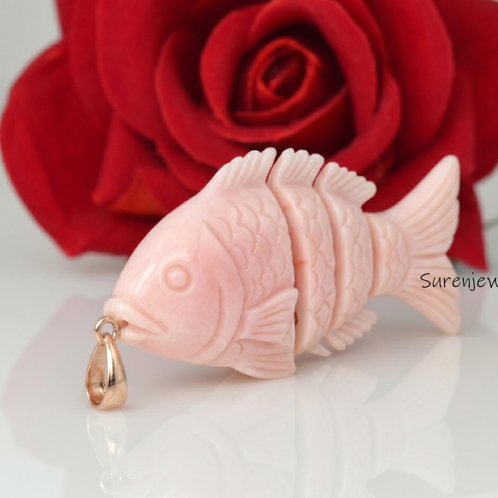 14K Gold Carved Fish Pendant, Gemstone Moveable Fish Pendant, Handmade Fish Charm, Animal Fish Jewelry, Lucky Fish Pendant, D 14K Gold Carved Fish Pendant, Gemstone Moveable Fish Pendant, Handmade Fish Charm, Animal Fish Jewelry, Lucky Fish Pendant, D