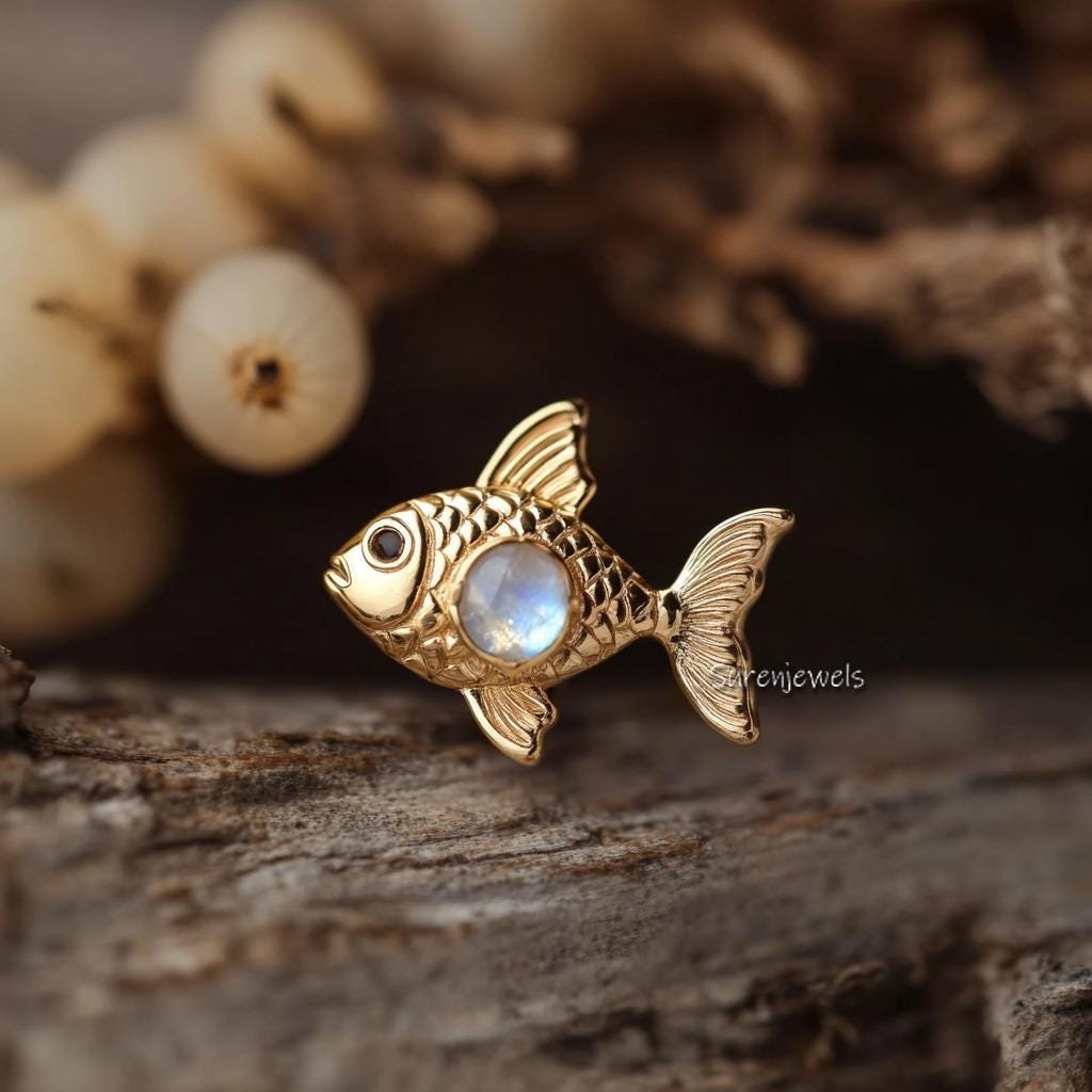 14k Gold Carved Gemstone Fish Stud Earrings: Animal Jewelry - View 2 - Suren Jewels | SKU: SJE2546-SLYGMSBKCZ-10M,SJE1811-SLY 14k Gold Carved Gemstone Fish Stud Earrings: Animal Jewelry - View 2 - Suren Jewels | SKU: SJE2546-SLYGMSBKCZ-10M,SJE1811-SLY