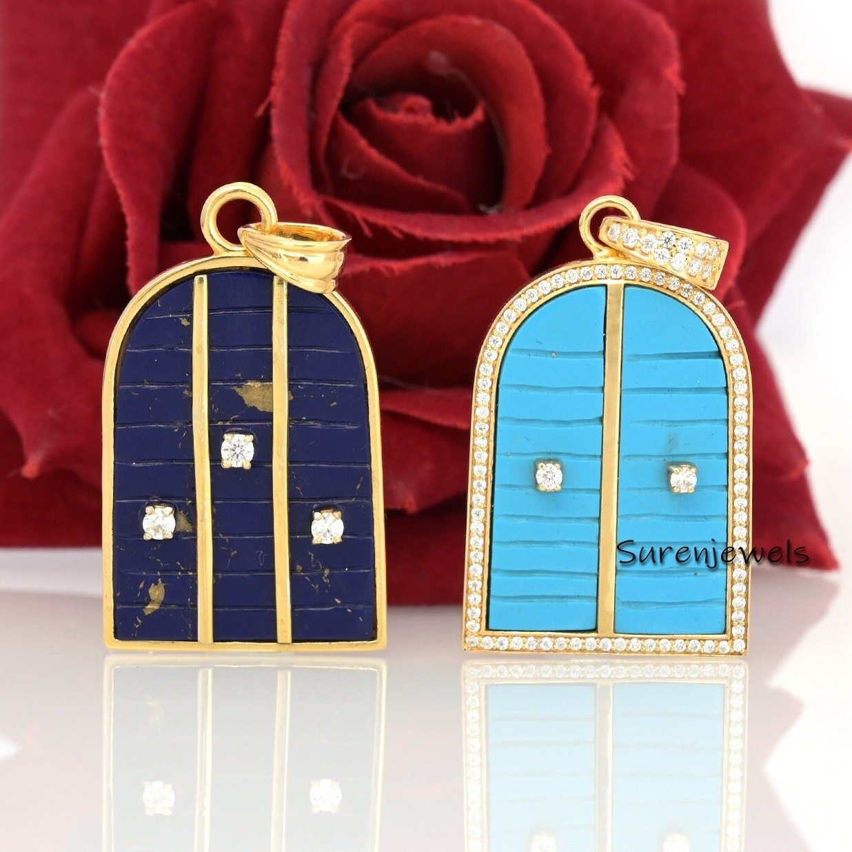 14k Gold Carved Gemstone Pendant: Handmade Vintage Designer Charm - View 2 - Suren Jewels | SKU: SJP2440-SLWGTQMN,SJP4772-SLY 14k Gold Carved Gemstone Pendant: Handmade Vintage Designer Charm - View 2 - Suren Jewels | SKU: SJP2440-SLWGTQMN,SJP4772-SLY