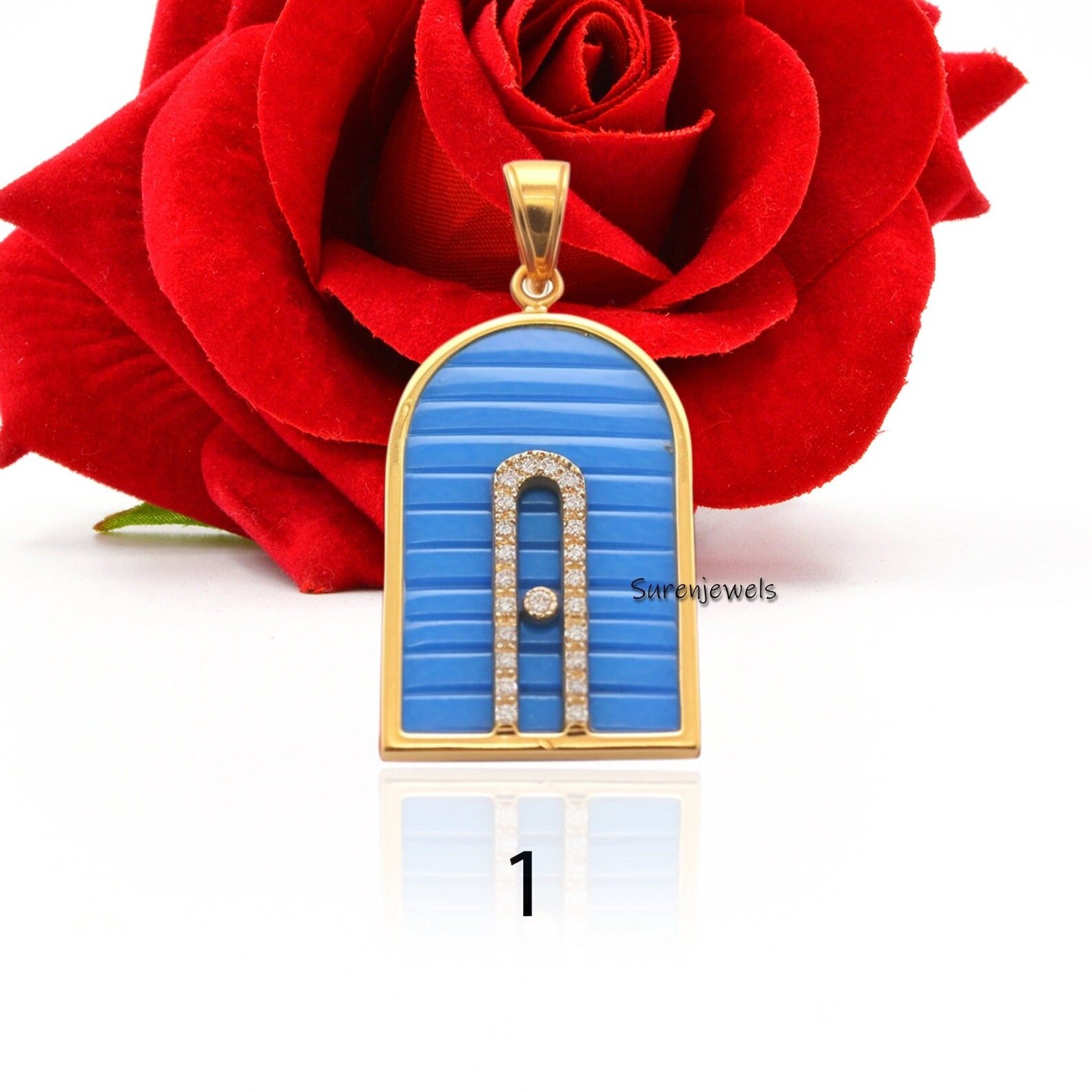 14k Gold Carved Gemstone Pendant: Handmade Vintage Designer Charm - View 3 - Suren Jewels | SKU: SJP2440-SLWGTQMN,SJP4772-SLY 14k Gold Carved Gemstone Pendant: Handmade Vintage Designer Charm - View 3 - Suren Jewels | SKU: SJP2440-SLWGTQMN,SJP4772-SLY