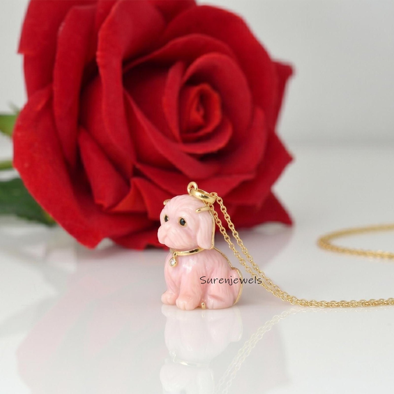 14K Gold Carved Shih Tzu pendant, Gemstone Shih Tzu Pendant, Handmade Shih Tzu pendant, Gemstone Animal Jewelry - View 2 - Su 14K Gold Carved Shih Tzu pendant, Gemstone Shih Tzu Pendant, Handmade Shih Tzu pendant, Gemstone Animal Jewelry - View 2 - Su
