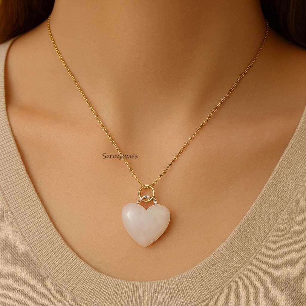 14K Gold Carving Gemstone Heart Padlock Pendant: Rose Quartz, Malachite, Turquoise - View 2 - Suren Jewels | SKU: SJP5400-SLY 14K Gold Carving Gemstone Heart Padlock Pendant: Rose Quartz, Malachite, Turquoise - View 2 - Suren Jewels | SKU: SJP5400-SLY