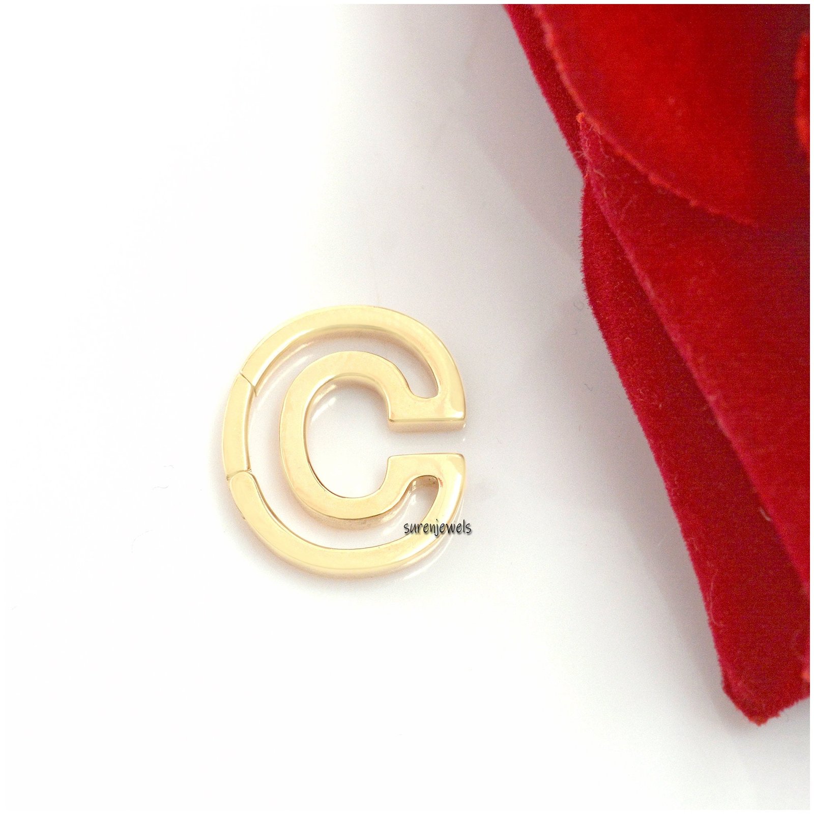 14k Gold Charm Enhancer: Designer Connector Clasp Lock (16mm) - View 2 - Suren Jewels | SKU: SJP978-14KYG-A 14k Gold Charm Enhancer: Designer Connector Clasp Lock (16mm) - View 2 - Suren Jewels | SKU: SJP978-14KYG-A