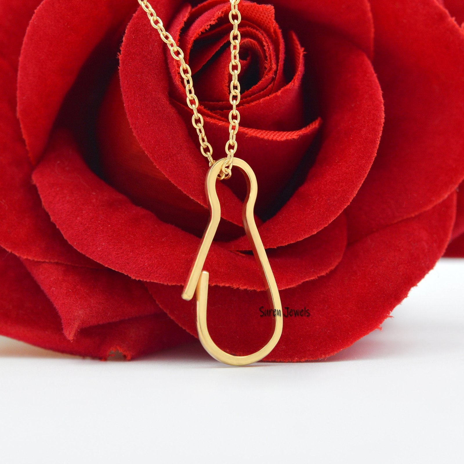 14K Gold Charm Enhancer: Durable Snap Lock Pendant Holder - Suren Jewels | SKU: SJP951-SLYG-26M 14K Gold Charm Enhancer: Durable Snap Lock Pendant Holder - Suren Jewels | SKU: SJP951-SLYG-26M