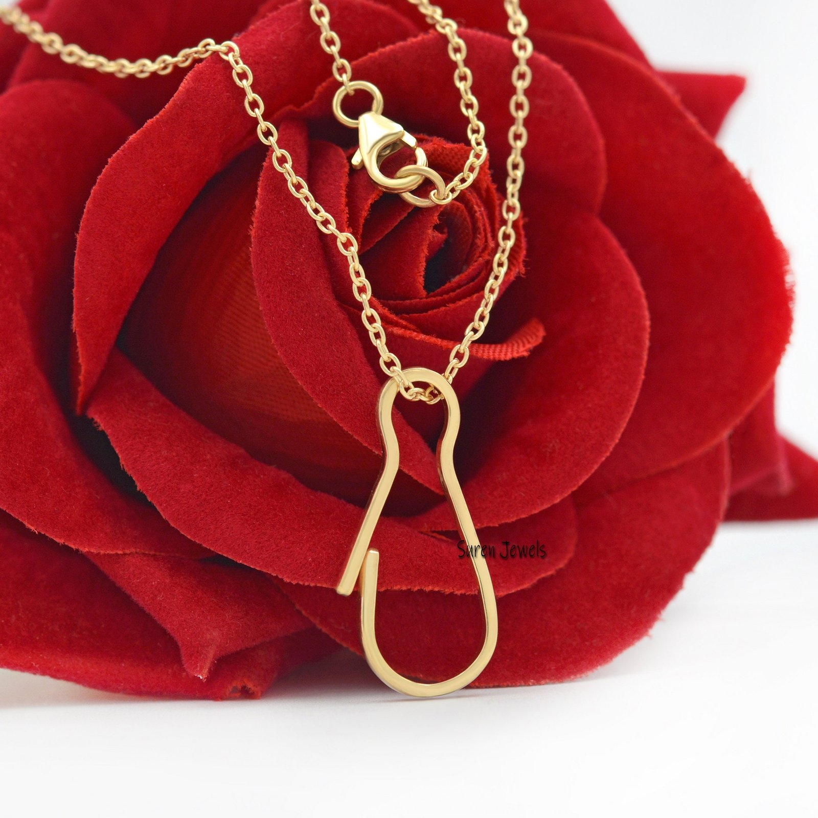 14K Gold Charm Enhancer: Durable Snap Lock Pendant Holder - View 2 - Suren Jewels | SKU: SJP951-SLYG-26M 14K Gold Charm Enhancer: Durable Snap Lock Pendant Holder - View 2 - Suren Jewels | SKU: SJP951-SLYG-26M