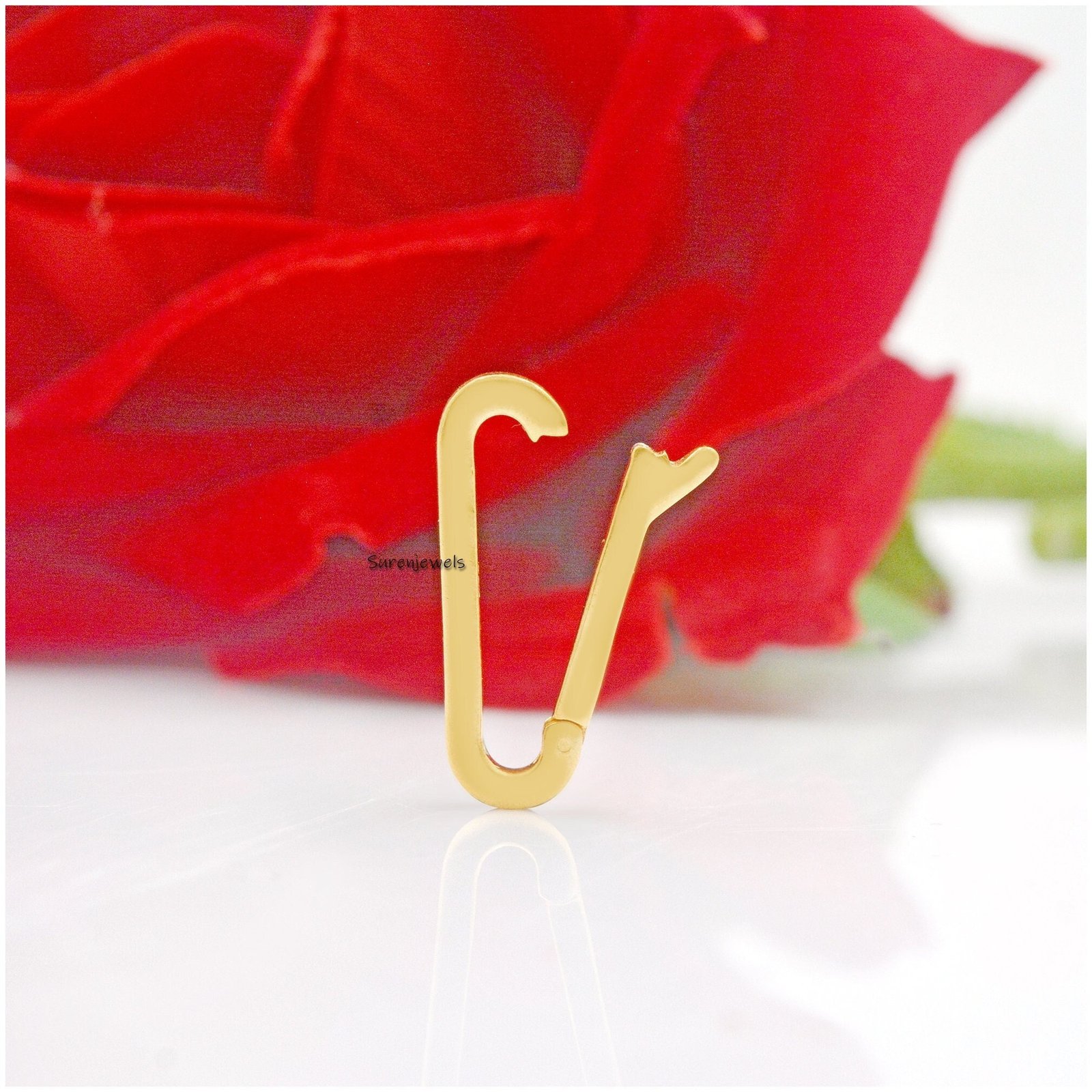 14k Gold Charm Enhancer Holder: Solid Elongated Lock - Suren Jewels | SKU: SJP1211-SLYG 14k Gold Charm Enhancer Holder: Solid Elongated Lock - Suren Jewels | SKU: SJP1211-SLYG