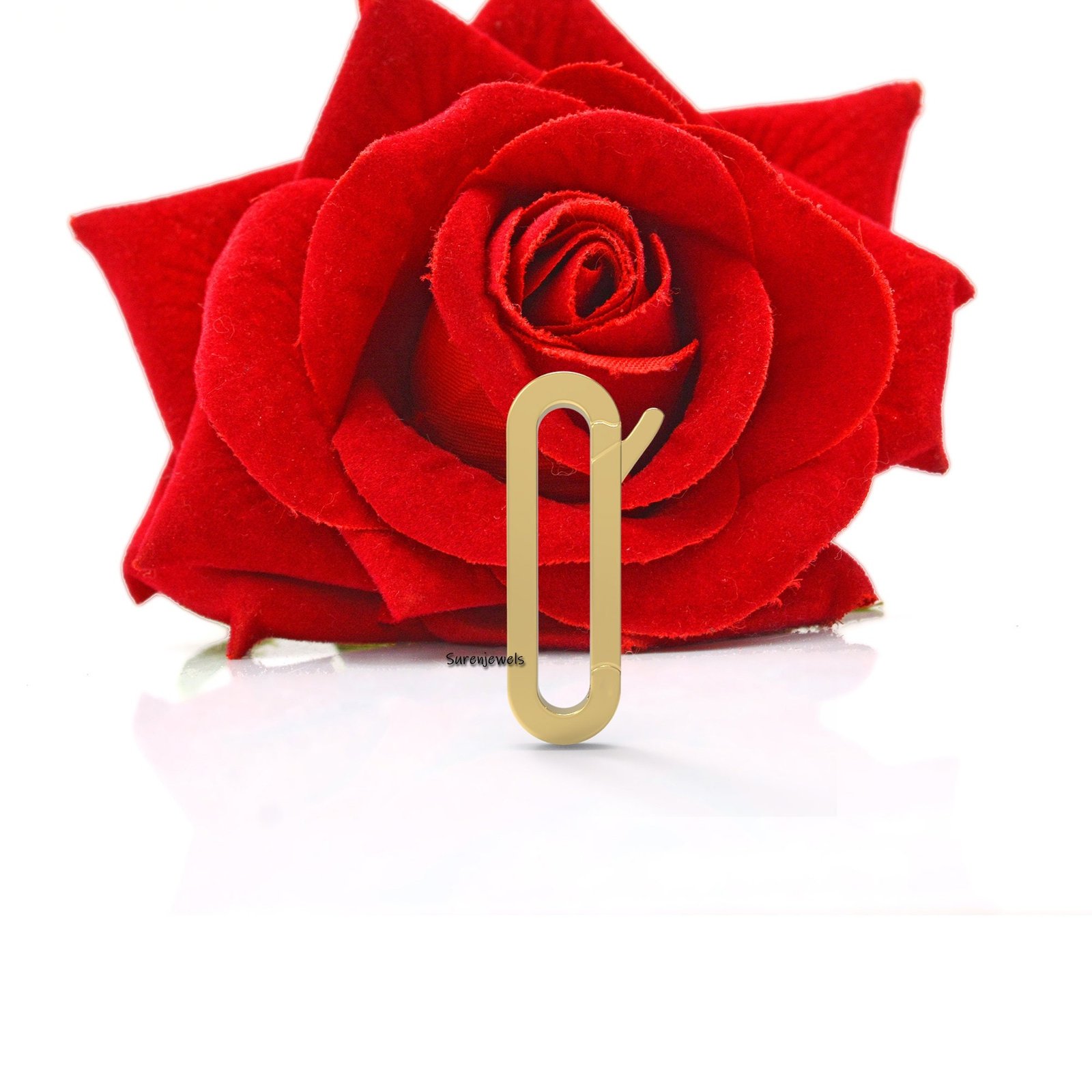 14k Gold Charm Enhancer Holder: Solid Elongated Lock - View 5 - Suren Jewels | SKU: SJP1211-SLYG 14k Gold Charm Enhancer Holder: Solid Elongated Lock - View 5 - Suren Jewels | SKU: SJP1211-SLYG