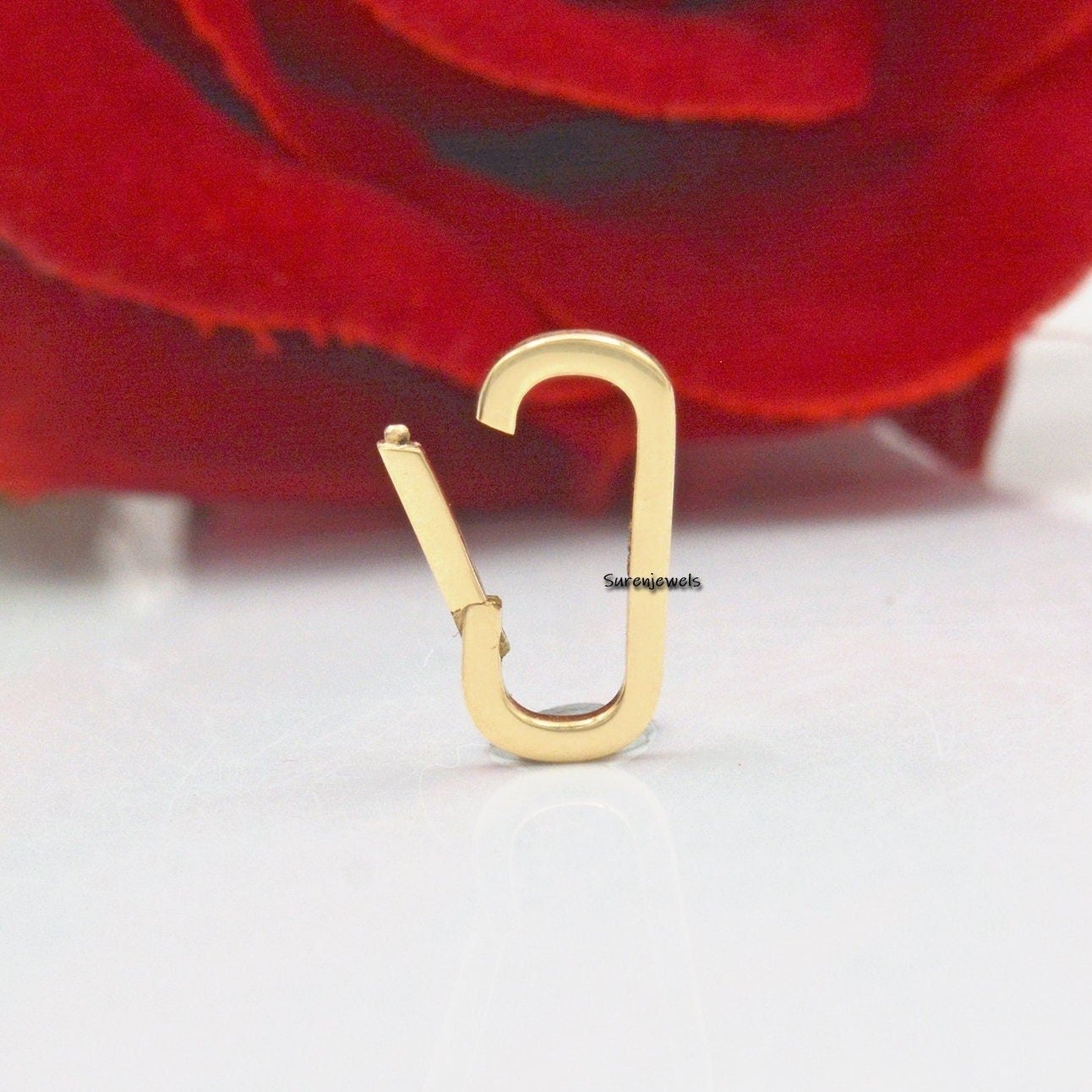 14K Gold Charm Enhancer Link Lock: Solid Gold Holder - Suren Jewels | SKU: SJP445-14KYG-15*7M 14K Gold Charm Enhancer Link Lock: Solid Gold Holder - Suren Jewels | SKU: SJP445-14KYG-15*7M