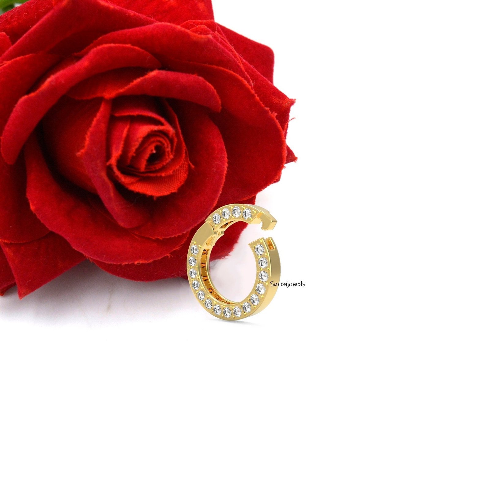 14k gold Charm enhancer lock Charm Clip Chain Connector Clasp - Suren Jewels | SKU: SJH2612-SLYGMN-10M 14k gold Charm enhancer lock Charm Clip Chain Connector Clasp - Suren Jewels | SKU: SJH2612-SLYGMN-10M