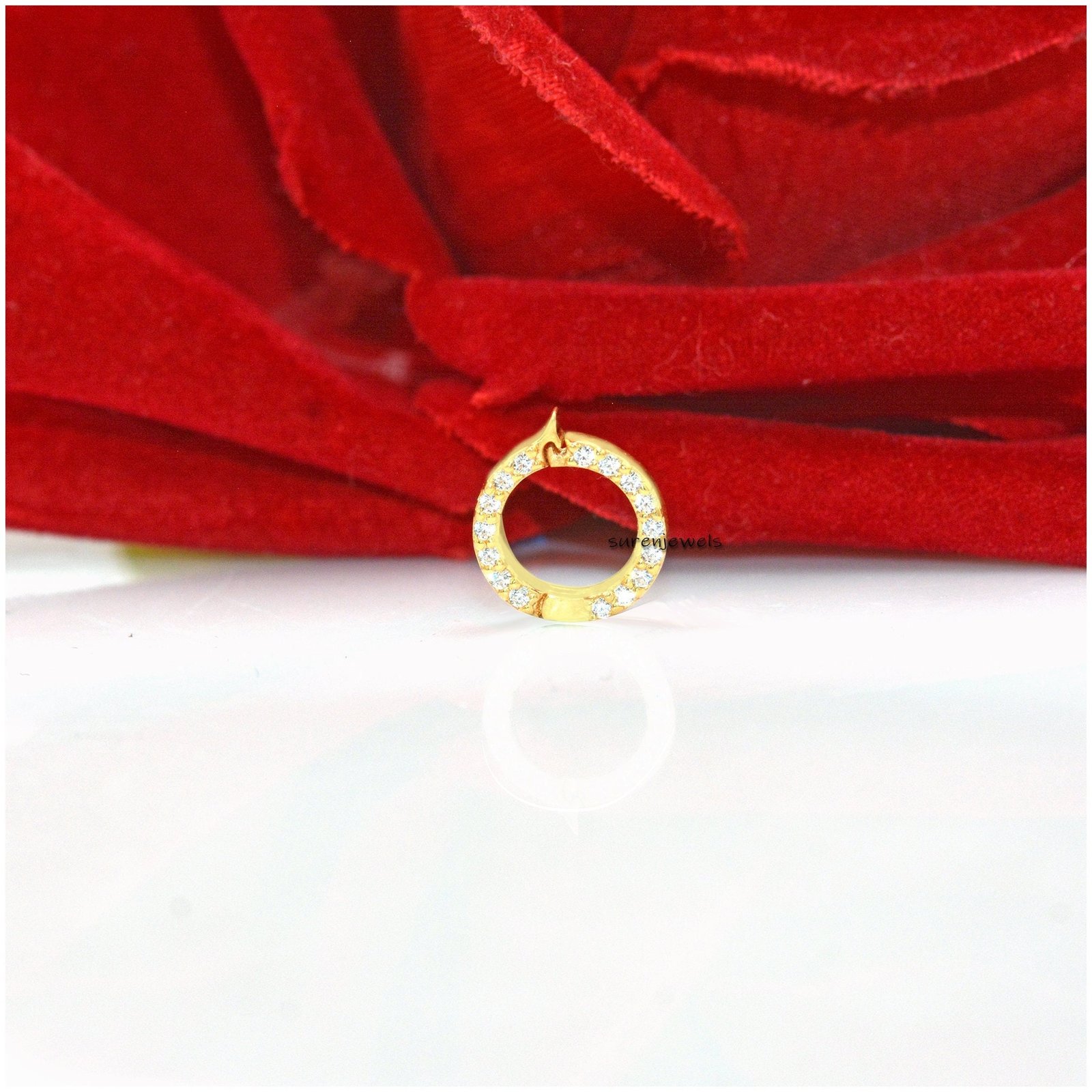 14K Gold Charm Enhancer: Round Charm Holder, 10mm - Suren Jewels | SKU: SJP1388 14K Gold Charm Enhancer: Round Charm Holder, 10mm - Suren Jewels | SKU: SJP1388