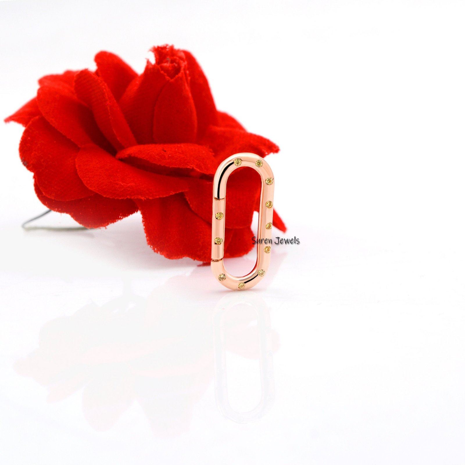 14K Gold Charm Holder Lock: Yellow Sapphire Connector - View 4 - Suren Jewels | SKU: SJP575-SLRGDI 14K Gold Charm Holder Lock: Yellow Sapphire Connector - View 4 - Suren Jewels | SKU: SJP575-SLRGDI