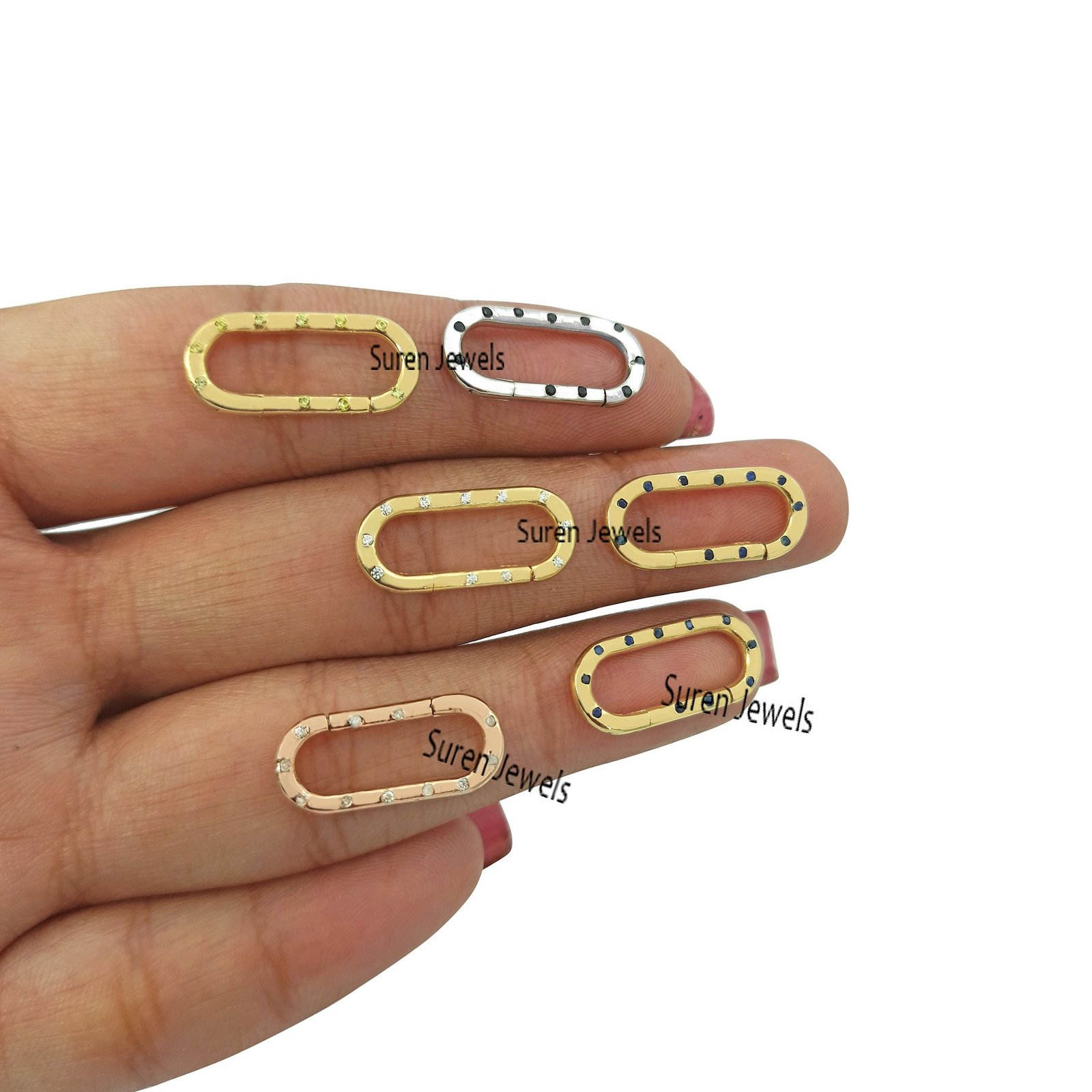 14K Gold Charm Holder Lock: Yellow Sapphire Connector - View 6 - Suren Jewels | SKU: SJP575-SLRGDI 14K Gold Charm Holder Lock: Yellow Sapphire Connector - View 6 - Suren Jewels | SKU: SJP575-SLRGDI
