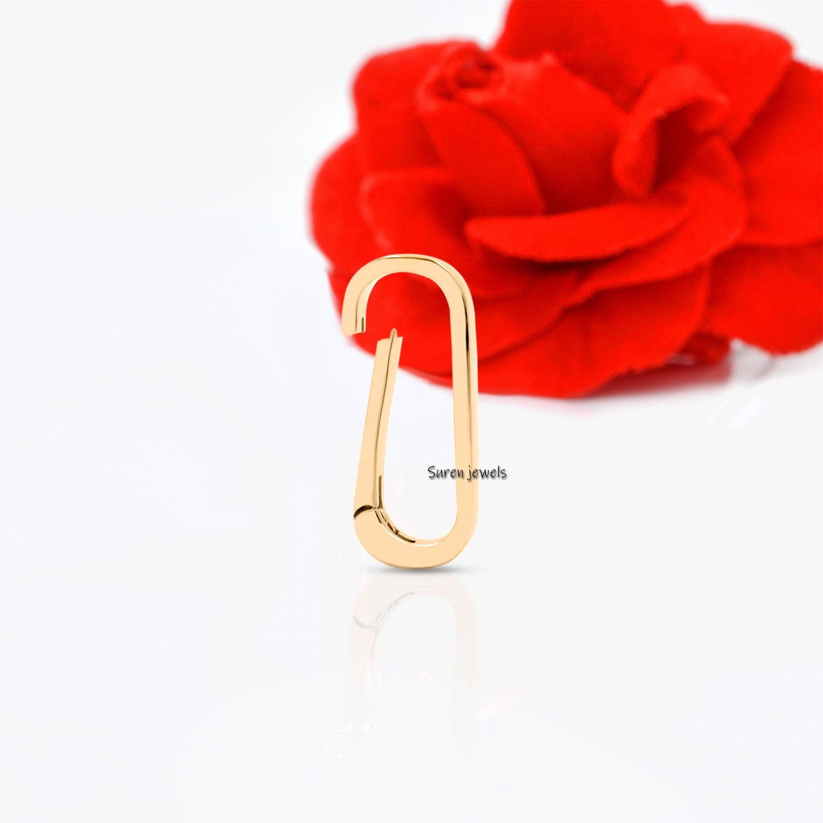 14k Gold Charm Holder, Removable Hinged Connector Pendant Bail Clasp, Push Lock Ring - Suren Jewels | SKU: SJL73-SLYG-N47-18I 14k Gold Charm Holder, Removable Hinged Connector Pendant Bail Clasp, Push Lock Ring - Suren Jewels | SKU: SJL73-SLYG-N47-18I