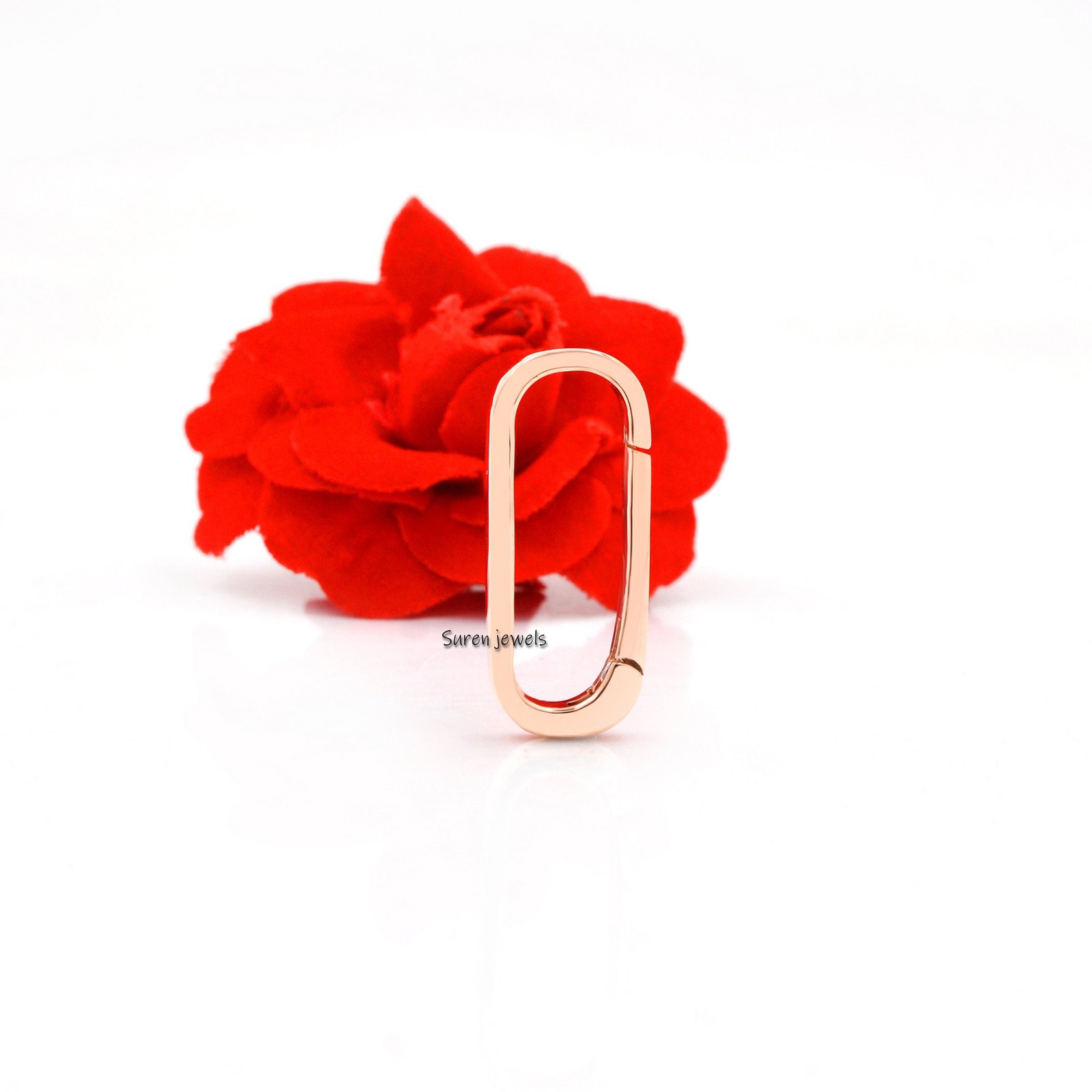 14k Gold Charm Holder, Removable Hinged Connector Pendant Bail Clasp, Push Lock Ring - View 2 - Suren Jewels | SKU: SJL73-SLY 14k Gold Charm Holder, Removable Hinged Connector Pendant Bail Clasp, Push Lock Ring - View 2 - Suren Jewels | SKU: SJL73-SLY