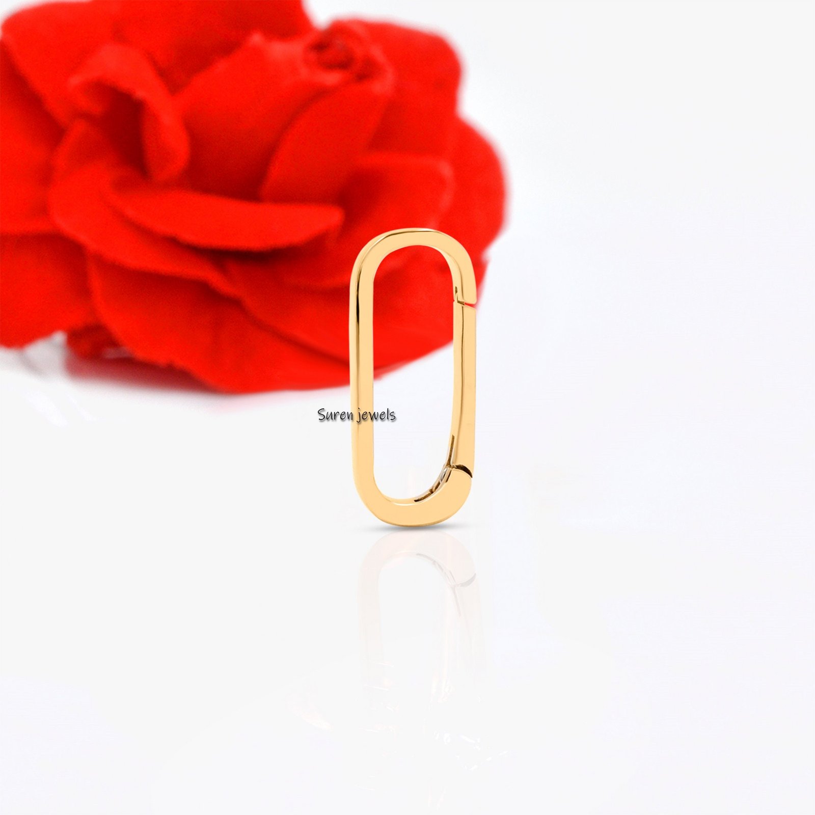 14k Gold Charm Holder, Removable Hinged Connector Pendant Bail Clasp, Push Lock Ring - View 4 - Suren Jewels | SKU: SJL73-SLY 14k Gold Charm Holder, Removable Hinged Connector Pendant Bail Clasp, Push Lock Ring - View 4 - Suren Jewels | SKU: SJL73-SLY