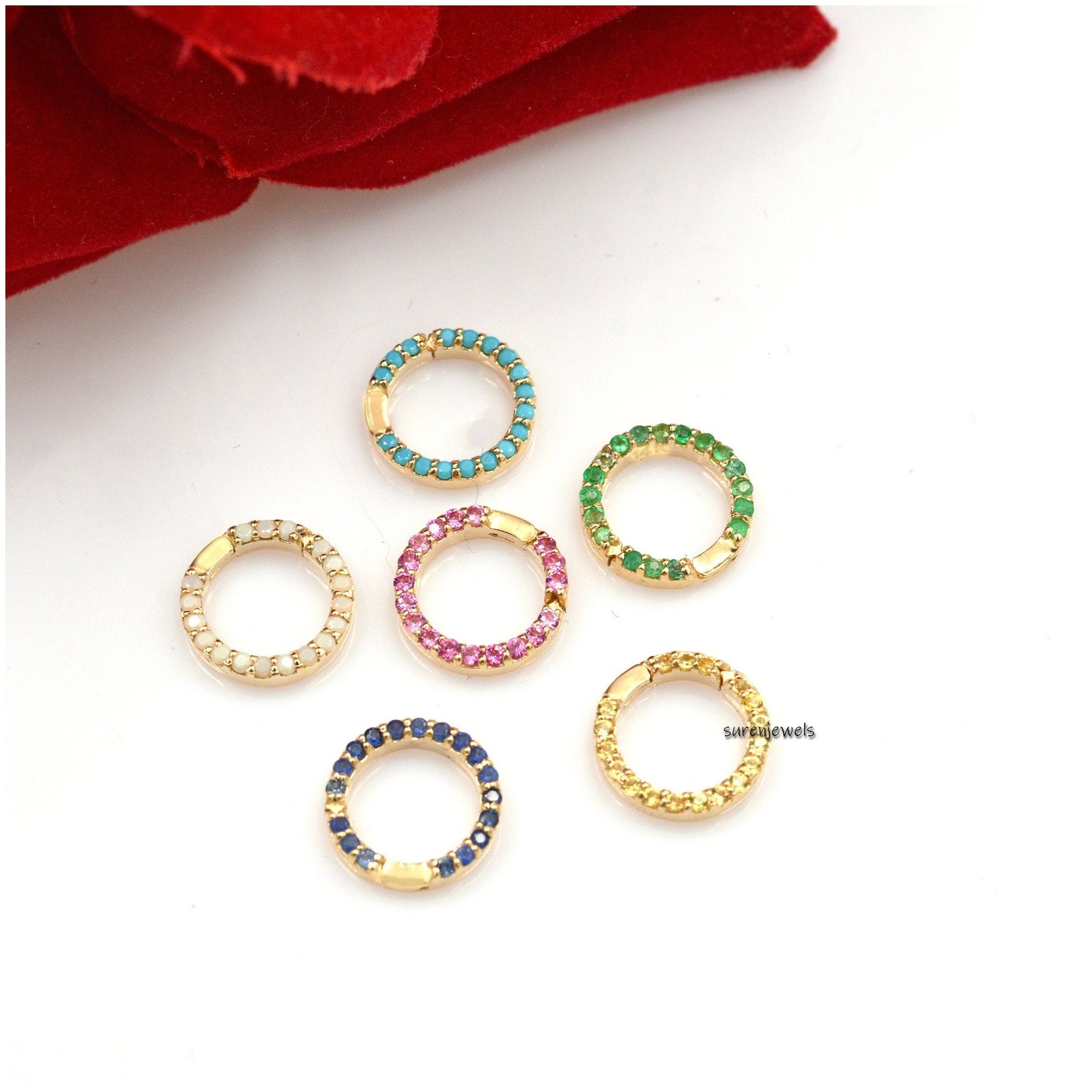 14K Gold Charm Holder: Round Enhancer Link - Suren Jewels | SKU: SJF119-14KYGBSP 14K Gold Charm Holder: Round Enhancer Link - Suren Jewels | SKU: SJF119-14KYGBSP