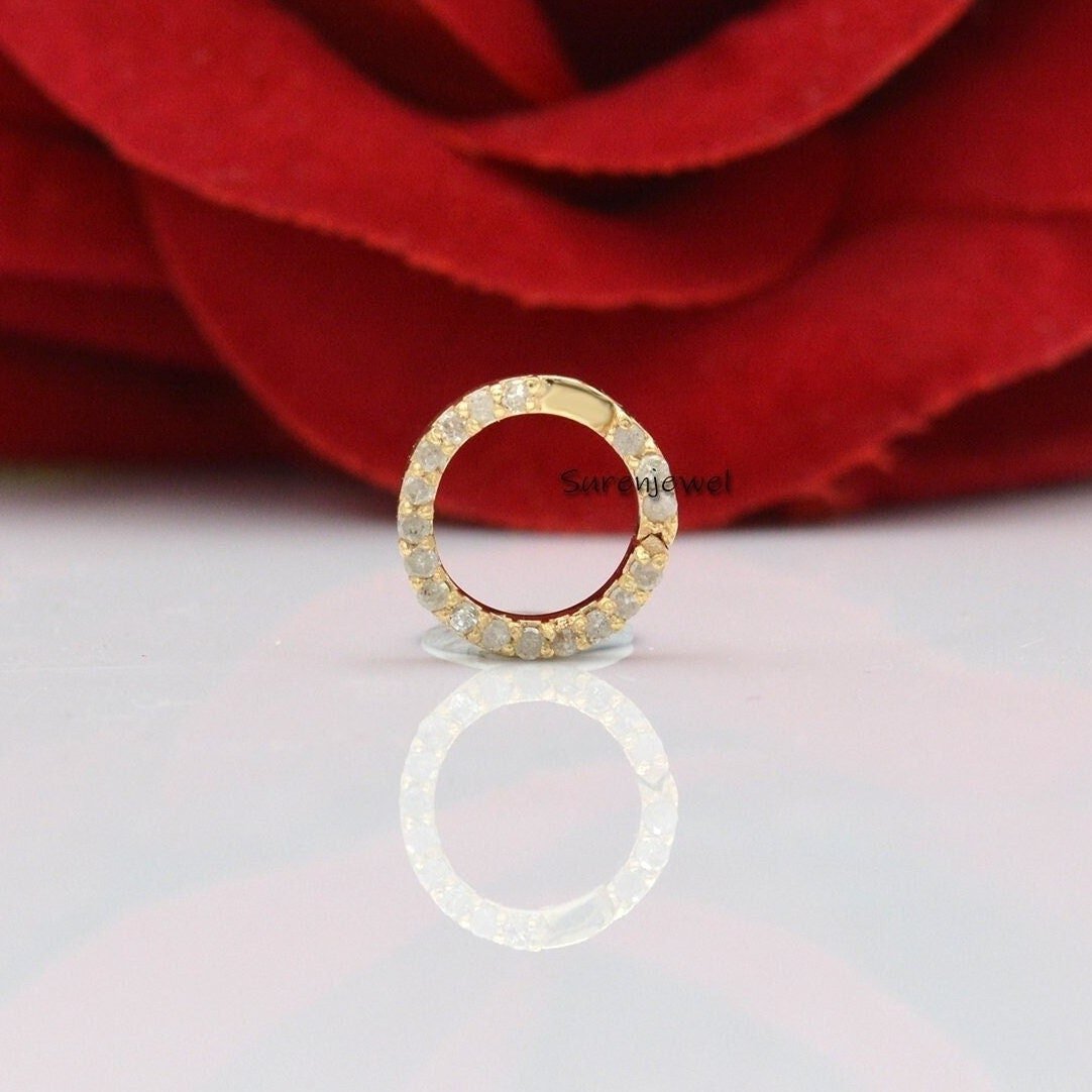 14K Gold Charm Holder: Round Enhancer Link - View 3 - Suren Jewels | SKU: SJF119-14KYGBSP 14K Gold Charm Holder: Round Enhancer Link - View 3 - Suren Jewels | SKU: SJF119-14KYGBSP