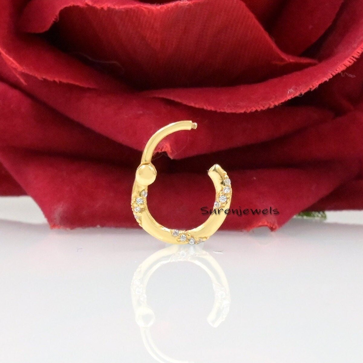 14k Gold Charm Holder with Cubic Zircon - Suren Jewels | SKU: SJD08 14k Gold Charm Holder with Cubic Zircon - Suren Jewels | SKU: SJD08