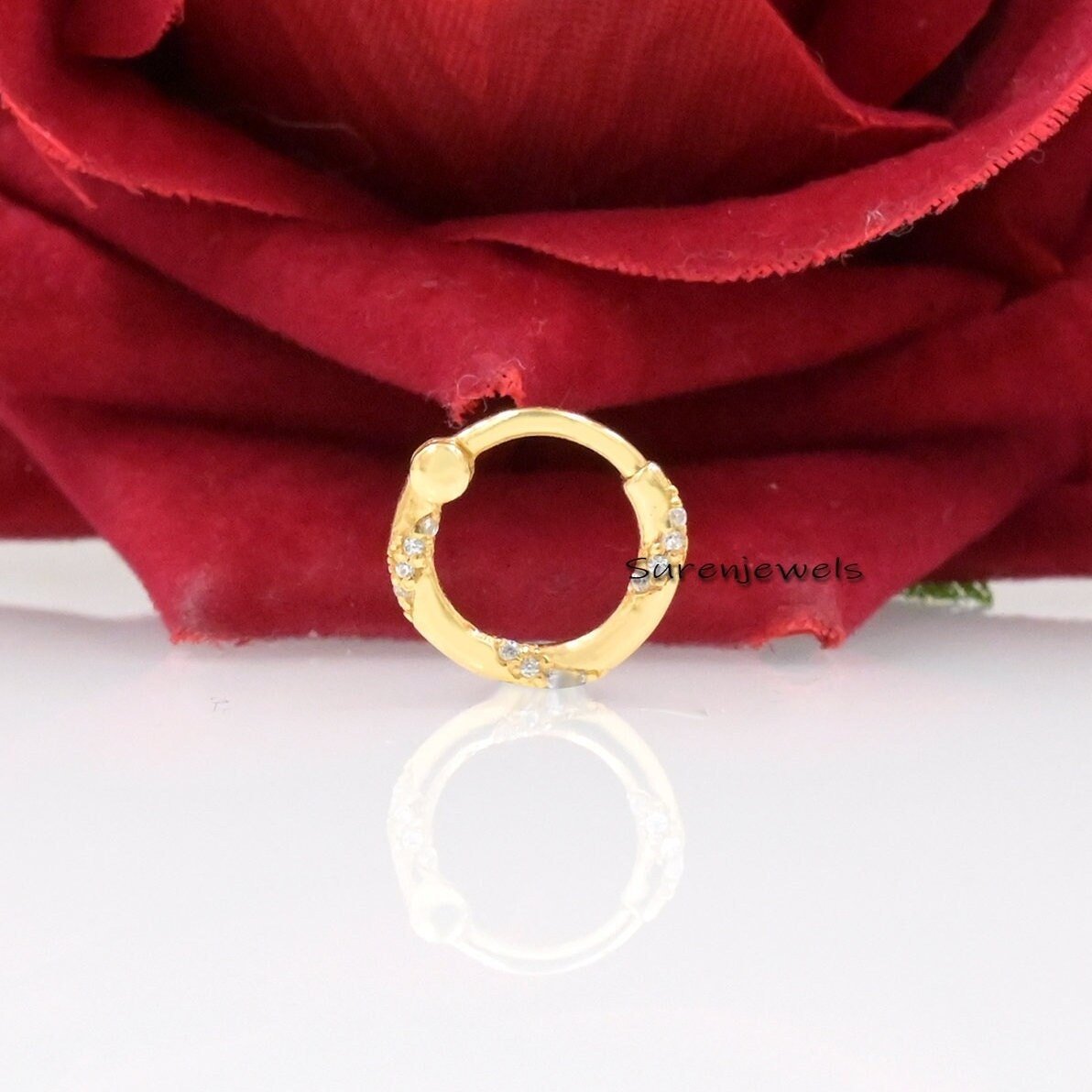 14k Gold Charm Holder with Cubic Zircon - View 3 - Suren Jewels | SKU: SJD08 14k Gold Charm Holder with Cubic Zircon - View 3 - Suren Jewels | SKU: SJD08