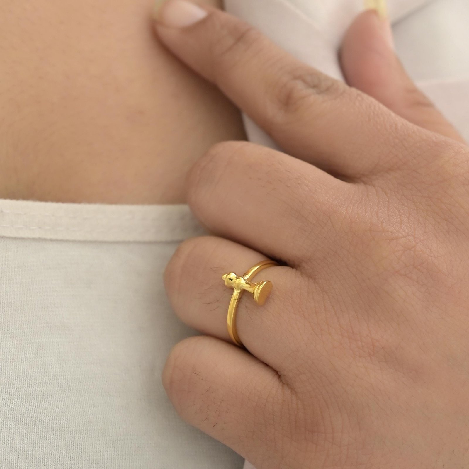 14k Gold Chess Queen Ring: Minimalist Jewelry - View 3 - Suren Jewels | SKU: SJR3236-SLYG-US-5 14k Gold Chess Queen Ring: Minimalist Jewelry - View 3 - Suren Jewels | SKU: SJR3236-SLYG-US-5